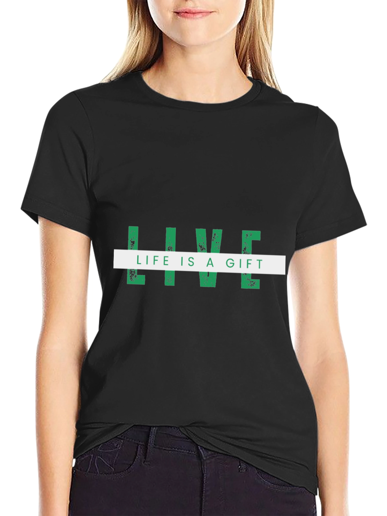 Live Life Is A Gift Black Graphic Tee