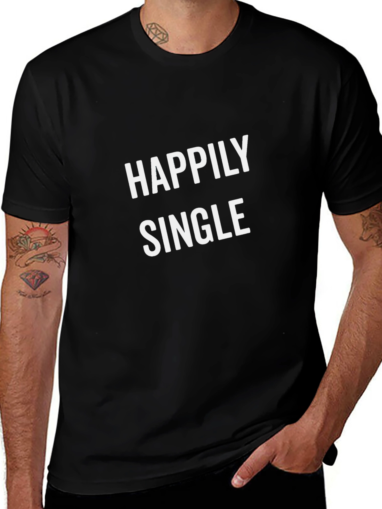 Happily Single Black Graphic T-Shirt