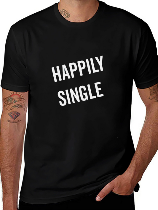Happily Single Black Graphic T-Shirt