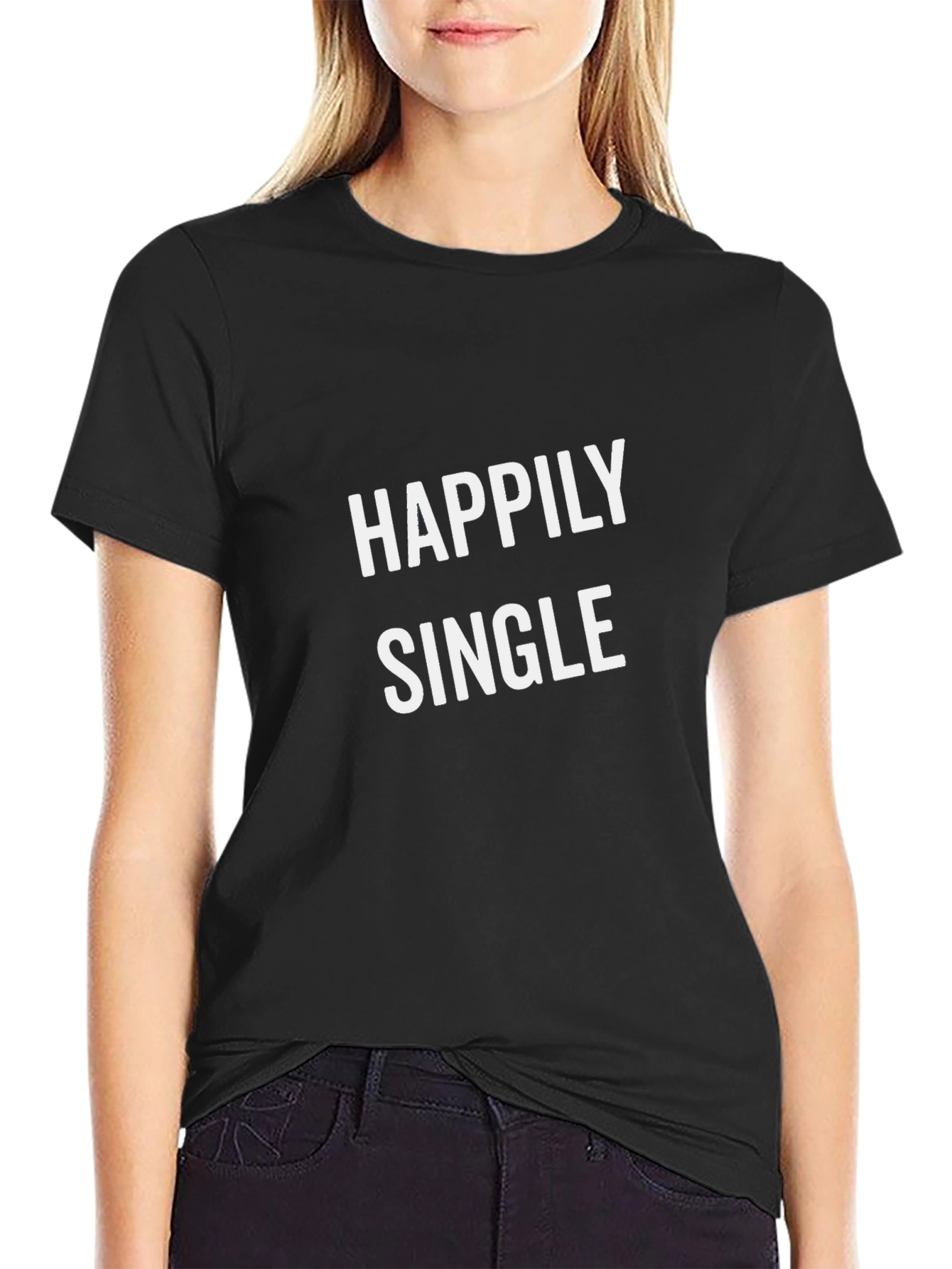 Happily Single Black Graphic T-Shirt