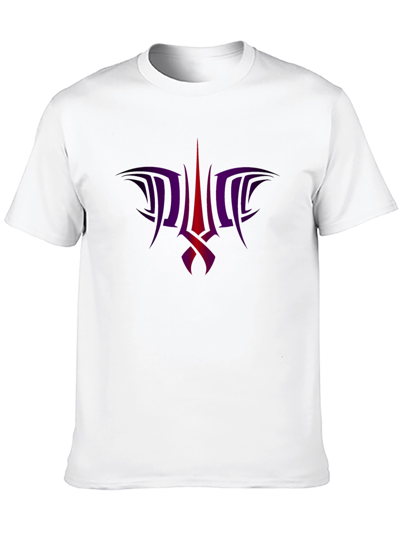 Black Tee with Abstract Purple & Red Graphic