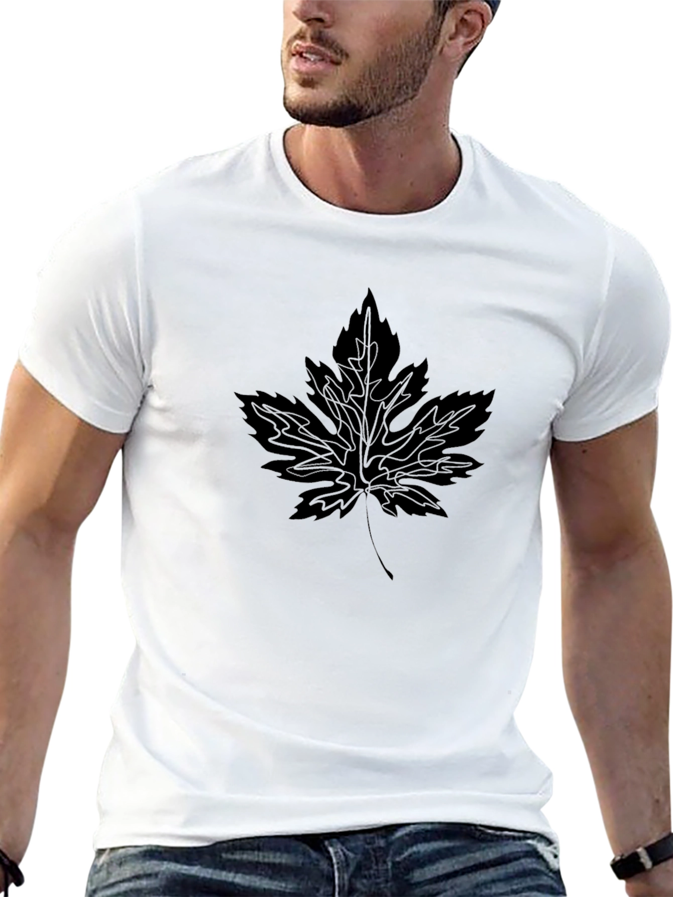 Black Leaf Graphic Tee - Modern Casual Style