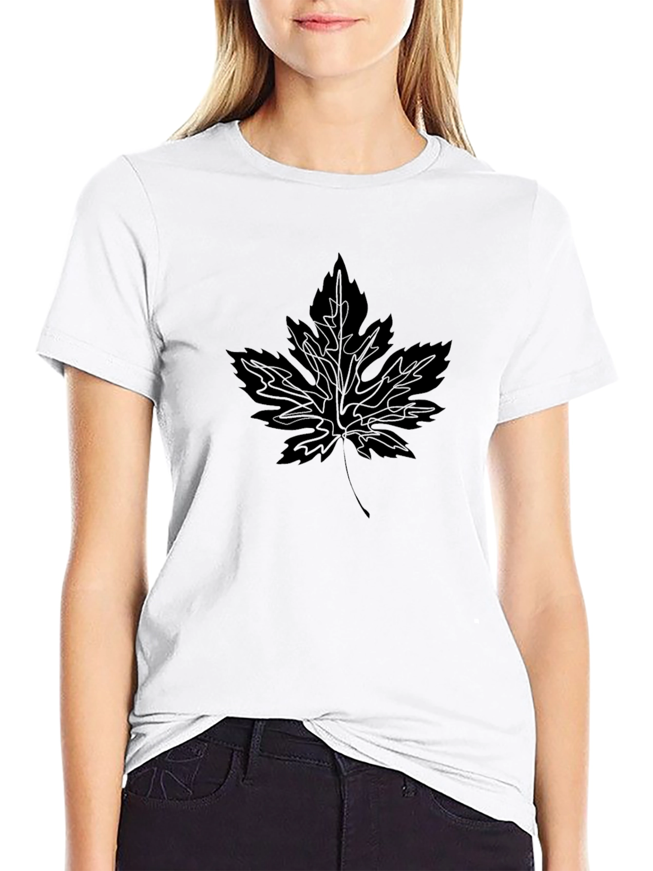 Black Leaf Graphic Tee - Modern Casual Style