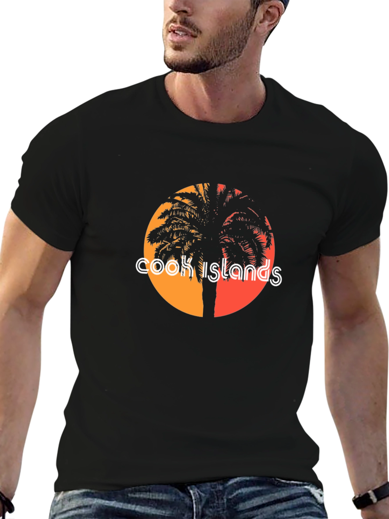 Cook Islands Palm Tee - Black