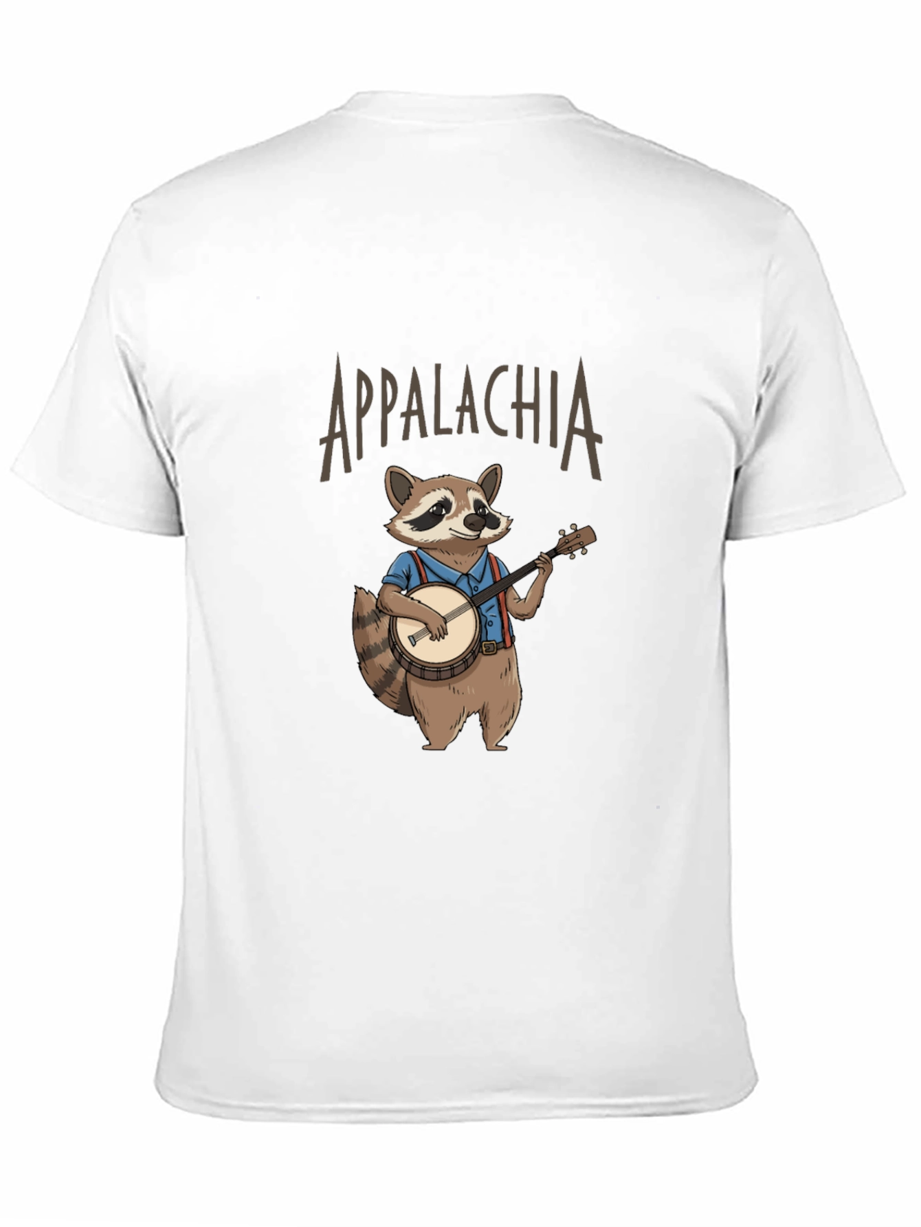 Appalachia Raccoon Banjo T-Shirt - Black Cotton Tee