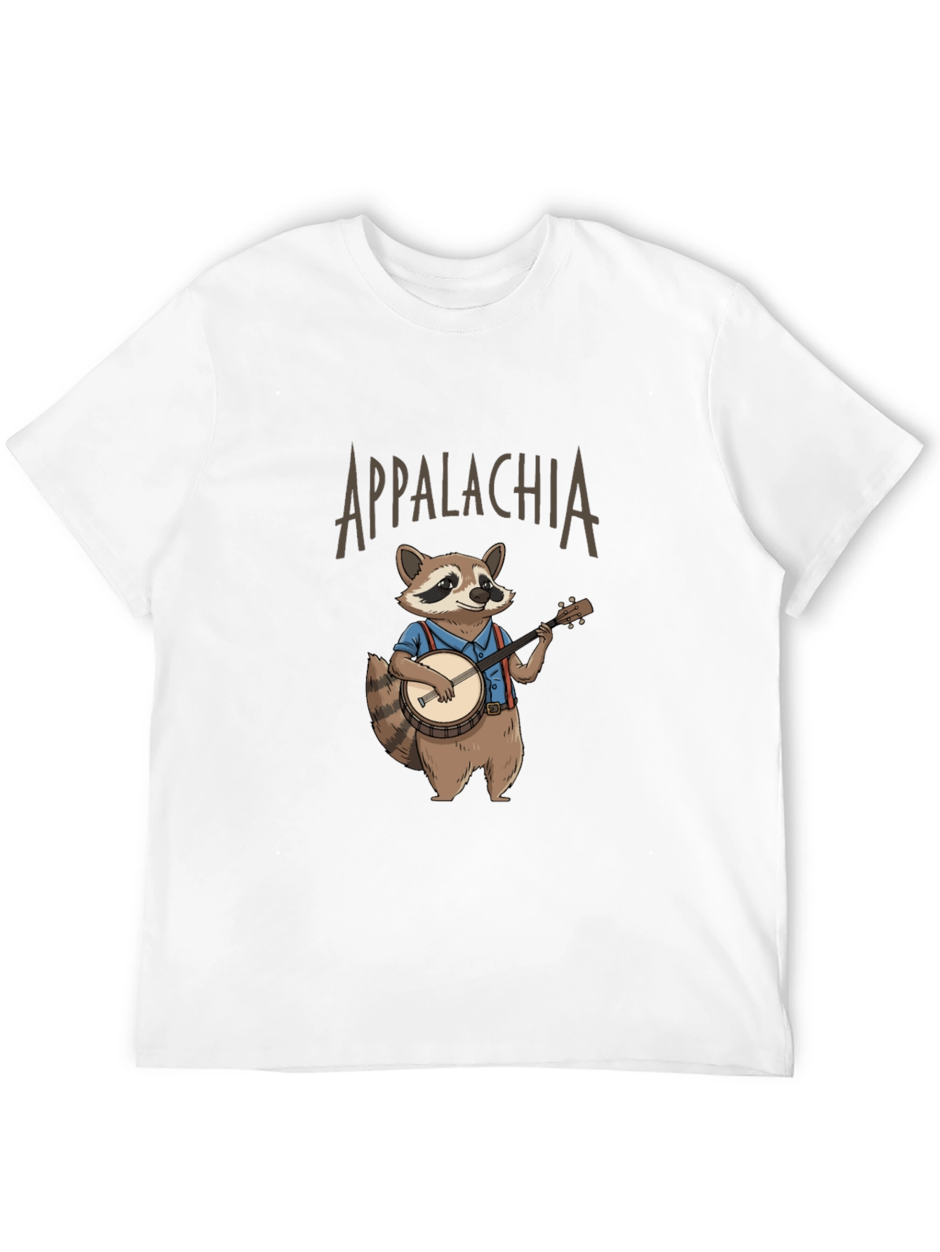 Appalachia Raccoon Banjo T-Shirt - Black Cotton Tee