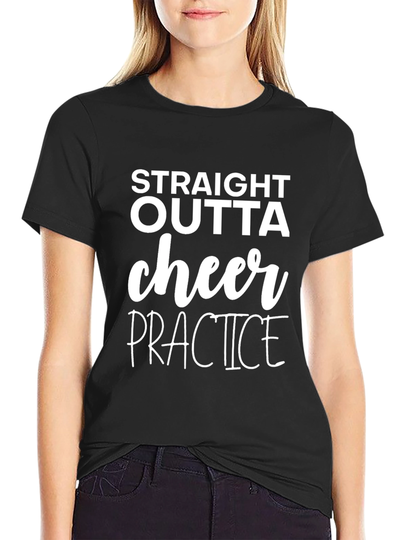 Straight Outta Cheer Practice Black T-Shirt