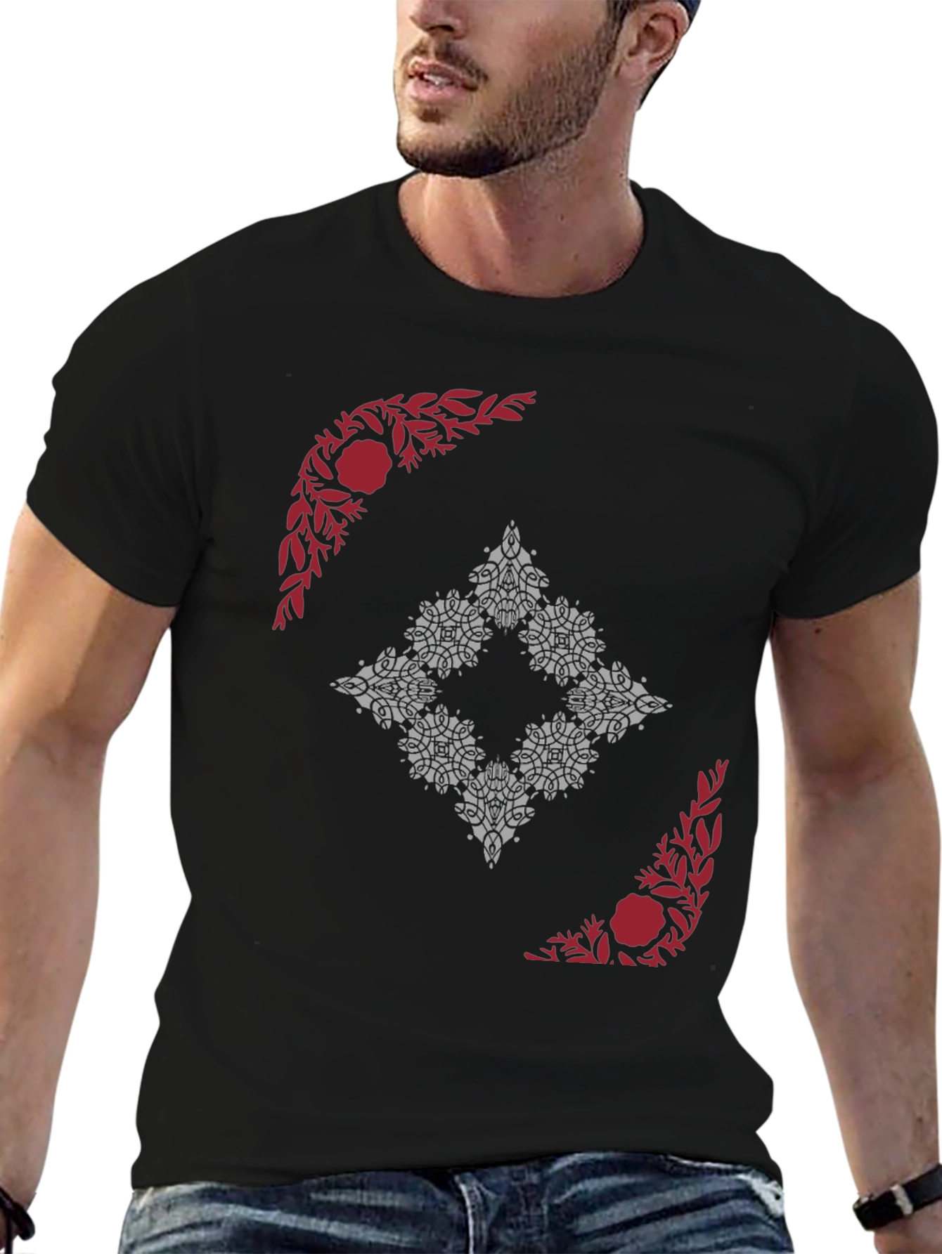 Abstract Floral Graphic Print Tee