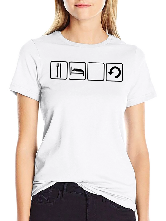 Eat Sleep Repeat Funny Graphic Tee - Black Cotton T-Shirt