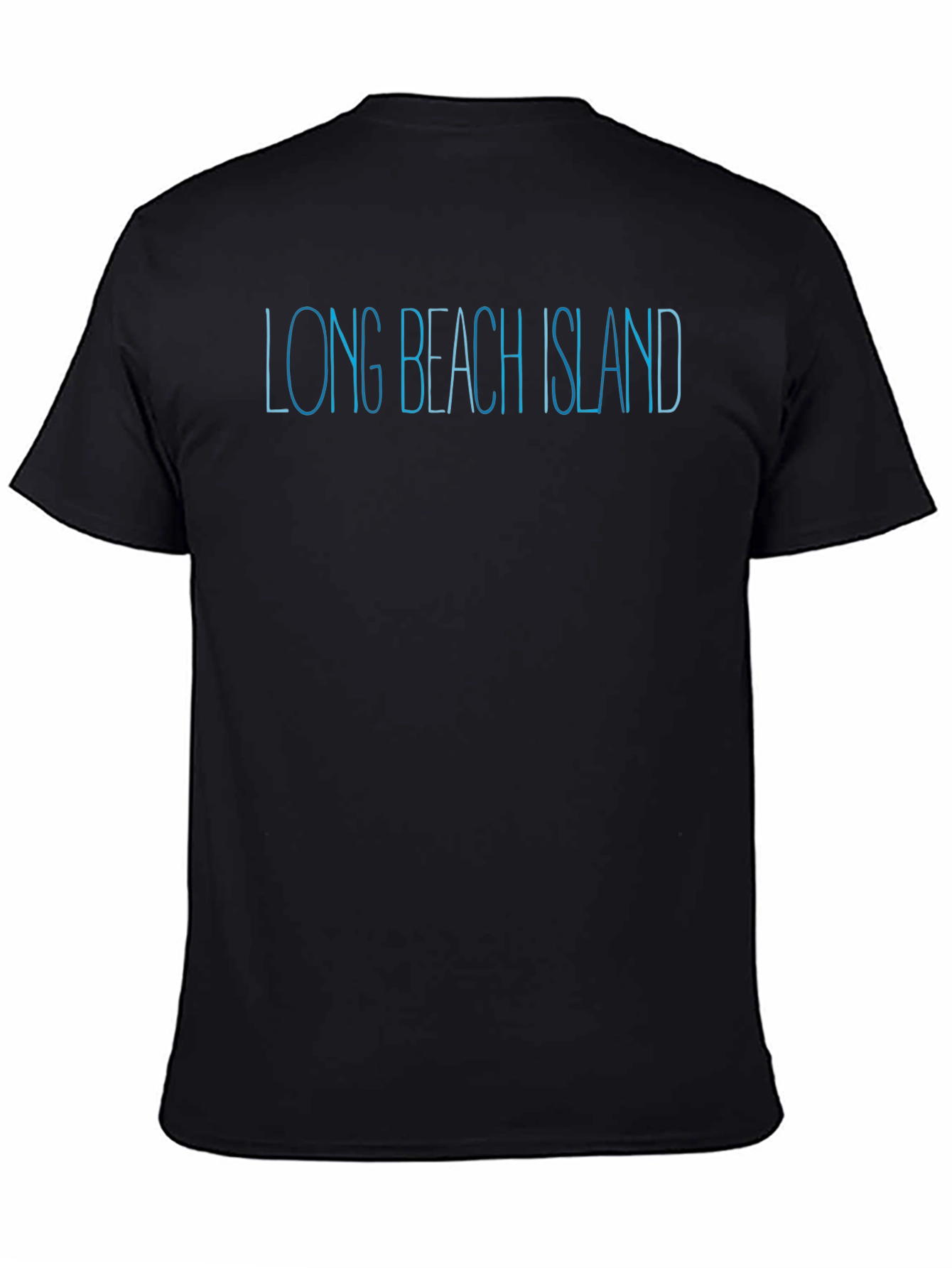 Long Beach Island Text Black T-Shirt