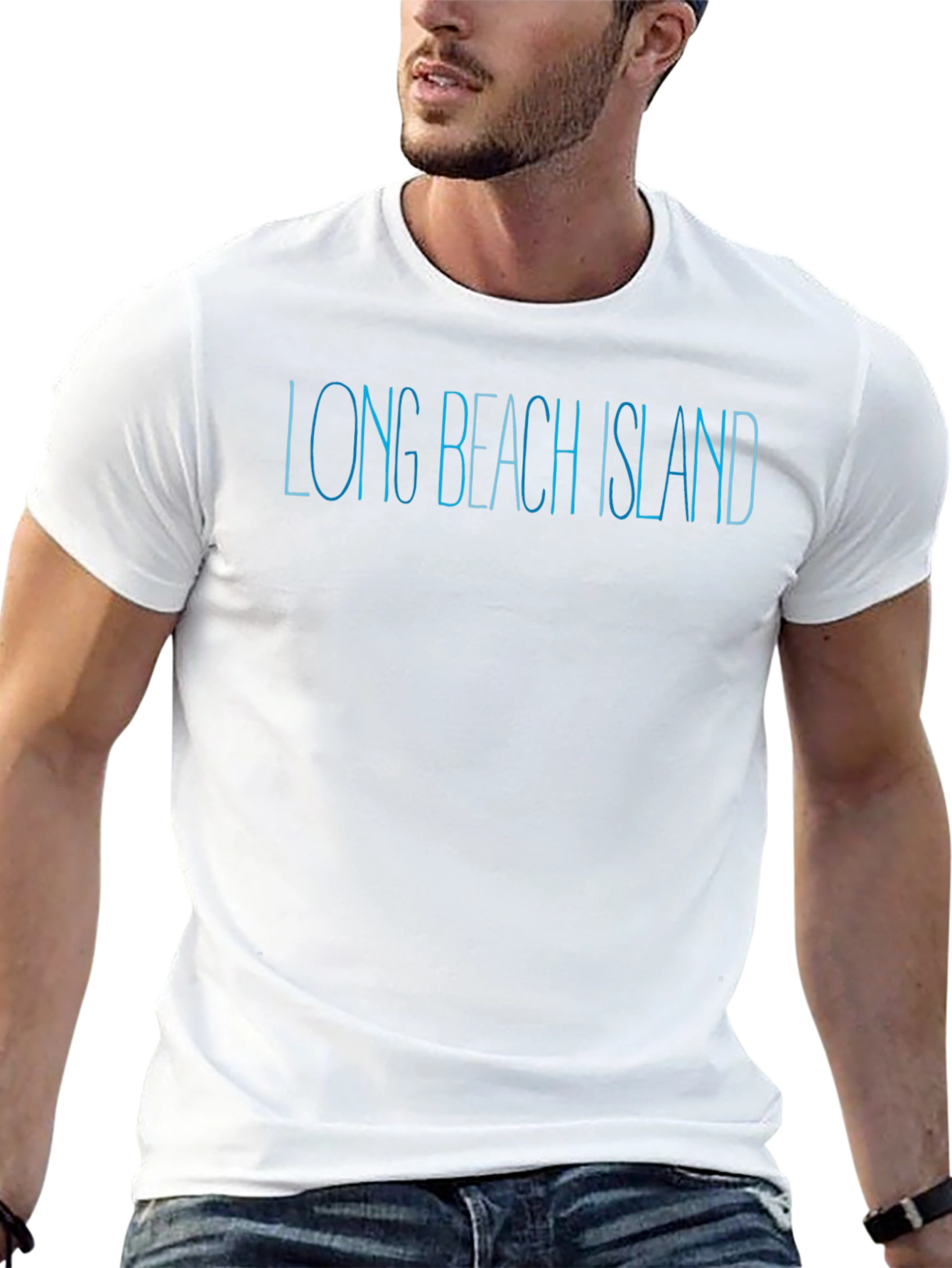 Long Beach Island Text Black T-Shirt