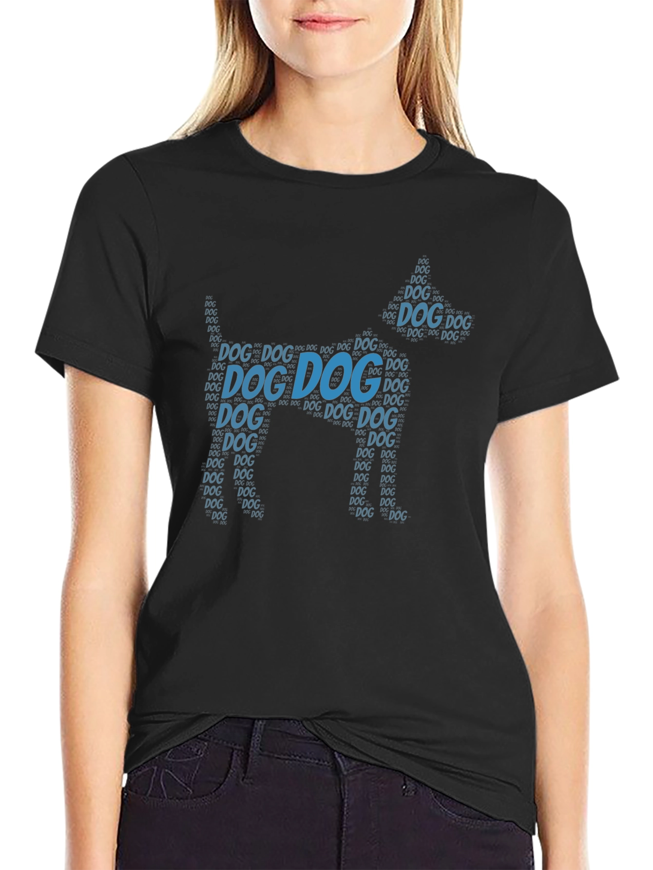 Dog Word Art Graphic Black T-Shirt