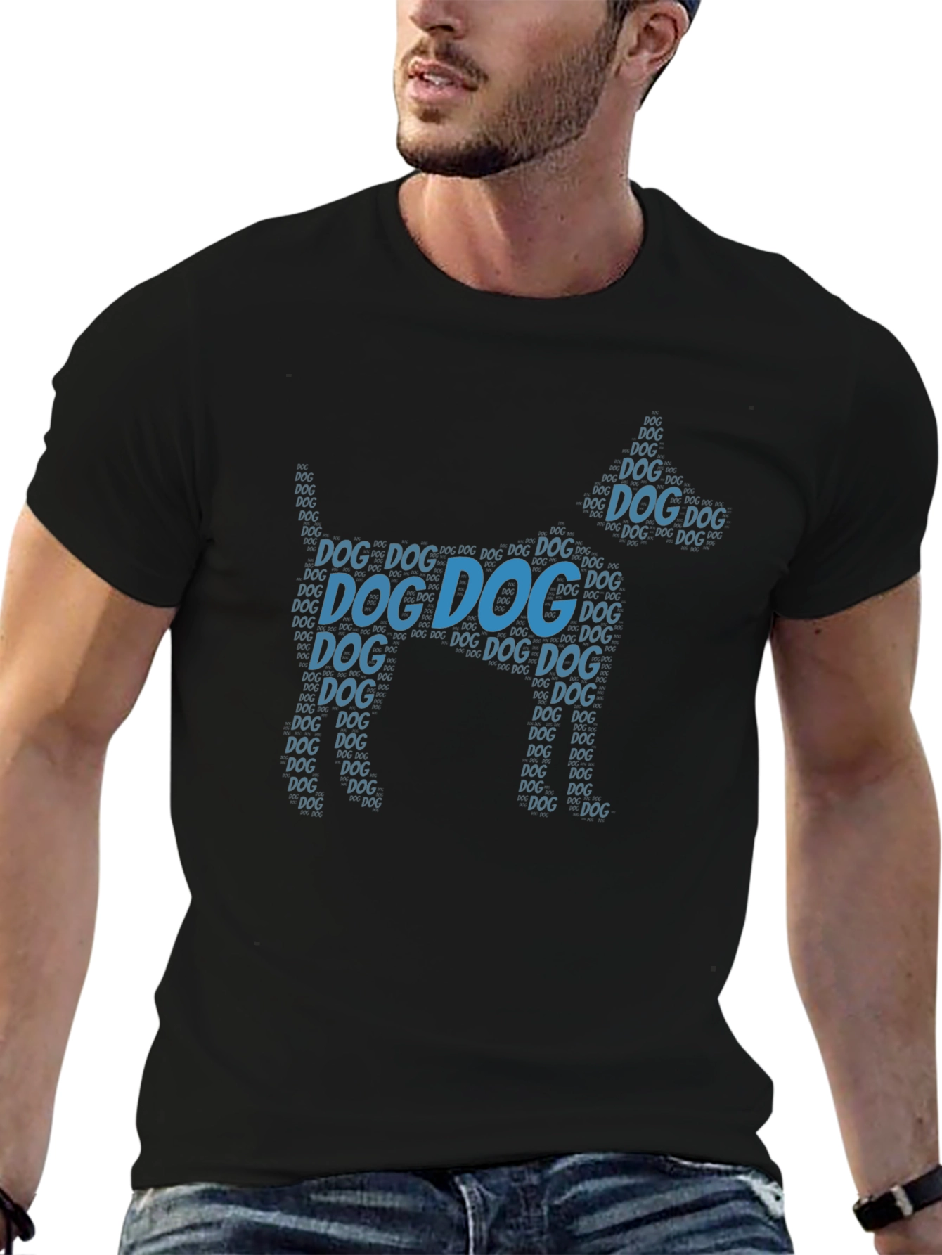 Dog Word Art Graphic Black T-Shirt