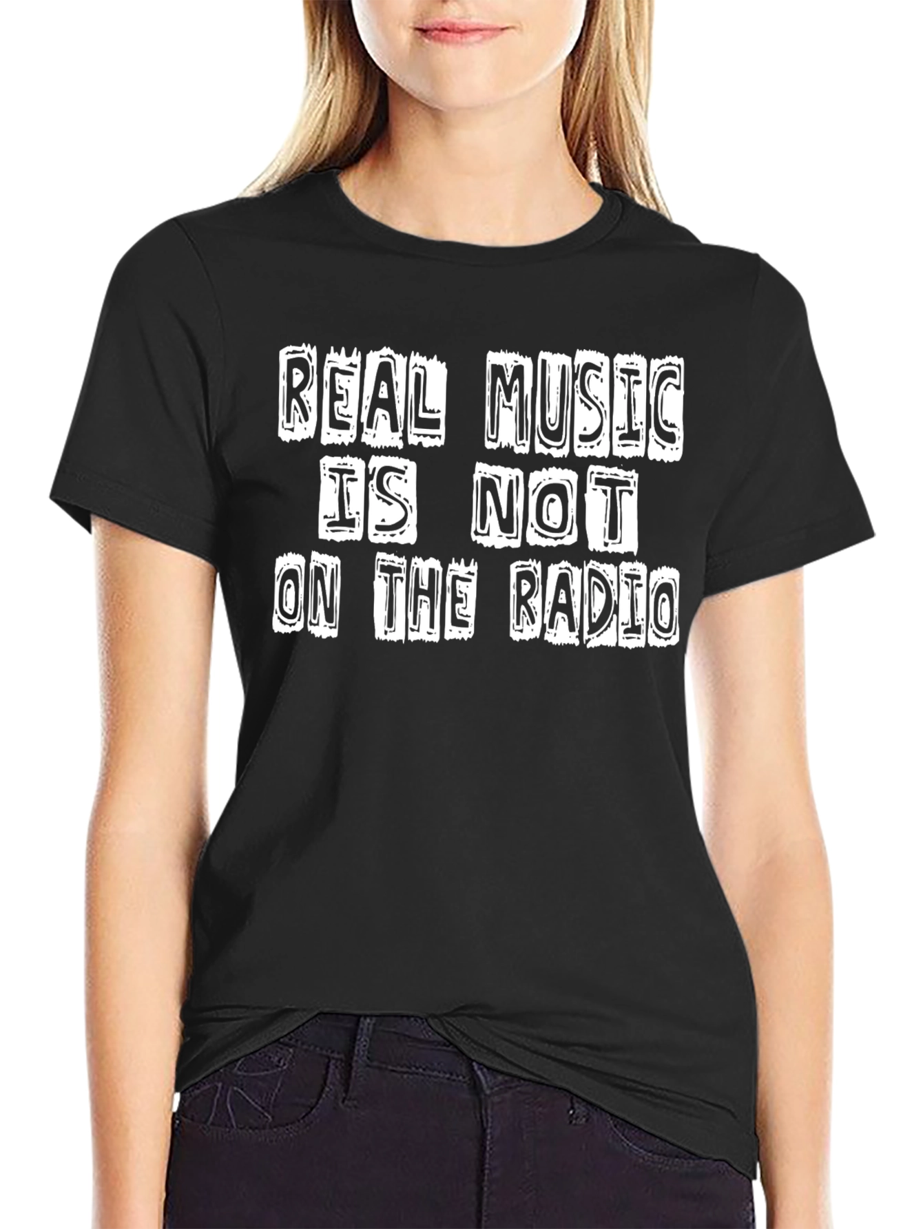 Real Music On Radio T-Shirt - Black Graphic Tee