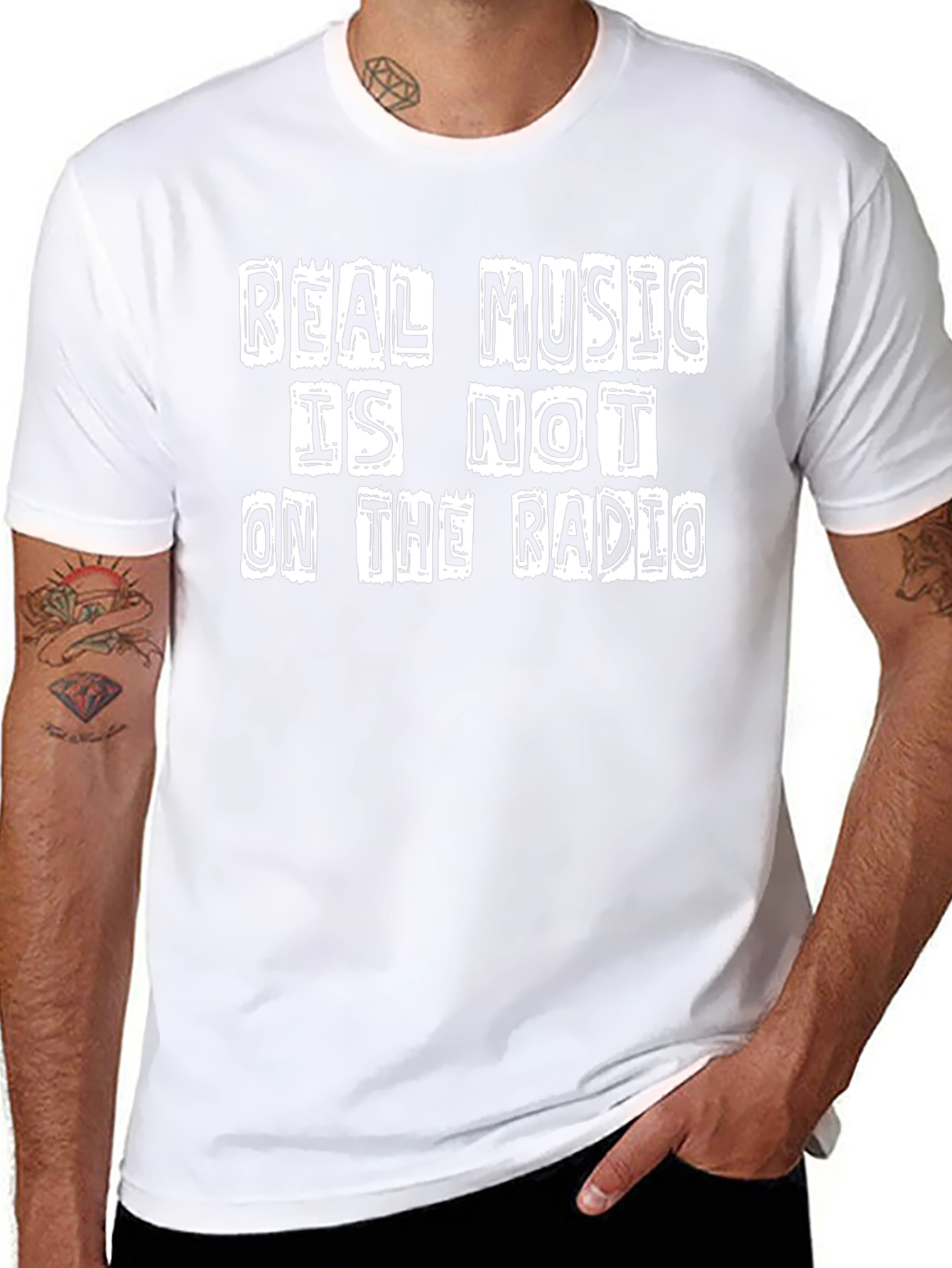 Real Music On Radio T-Shirt - Black Graphic Tee