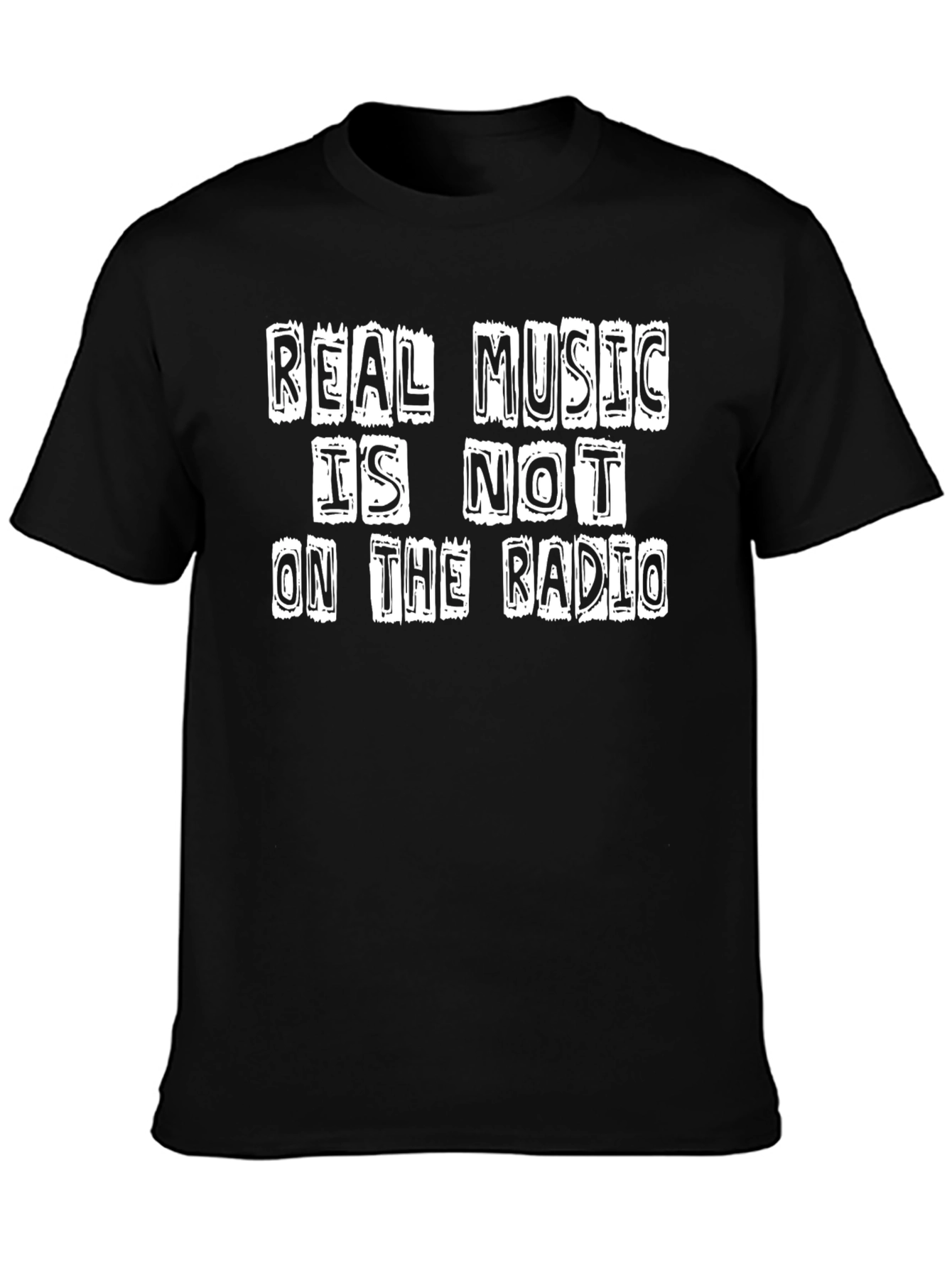 Real Music On Radio T-Shirt - Black Graphic Tee