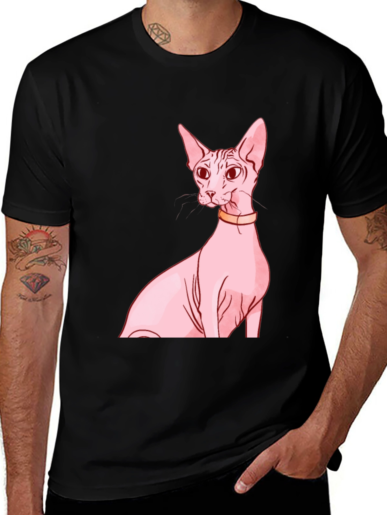 Black Sphynx Cat Graphic Tee