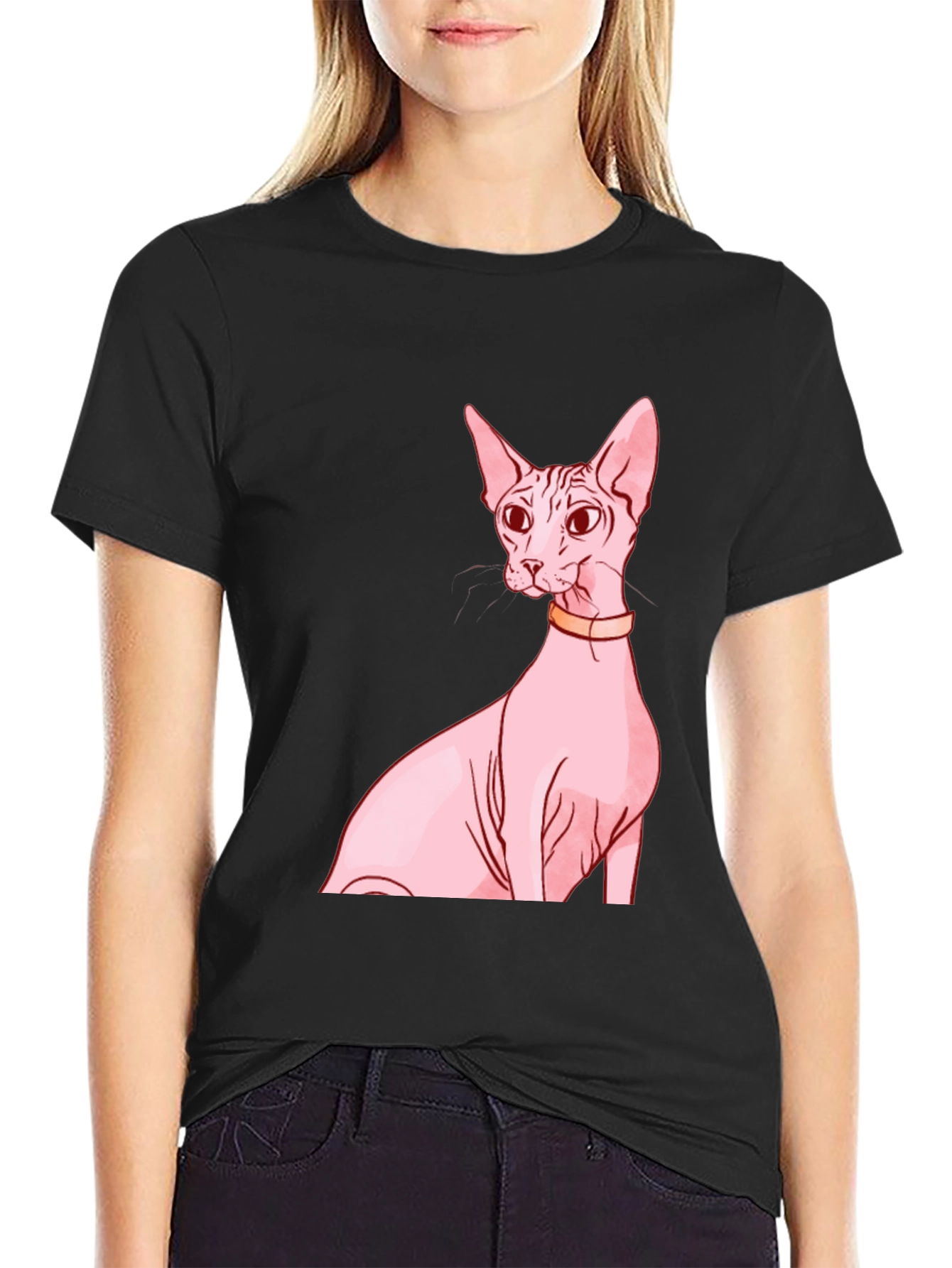 Black Sphynx Cat Graphic Tee
