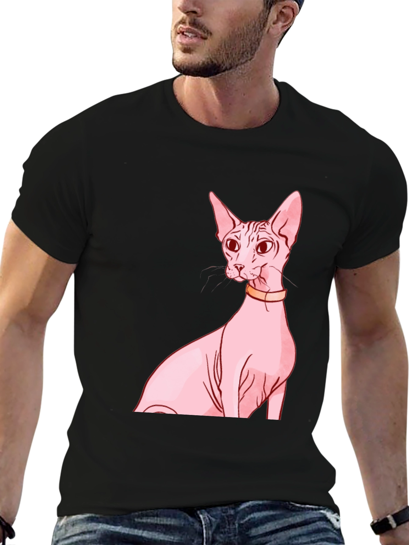Black Sphynx Cat Graphic Tee