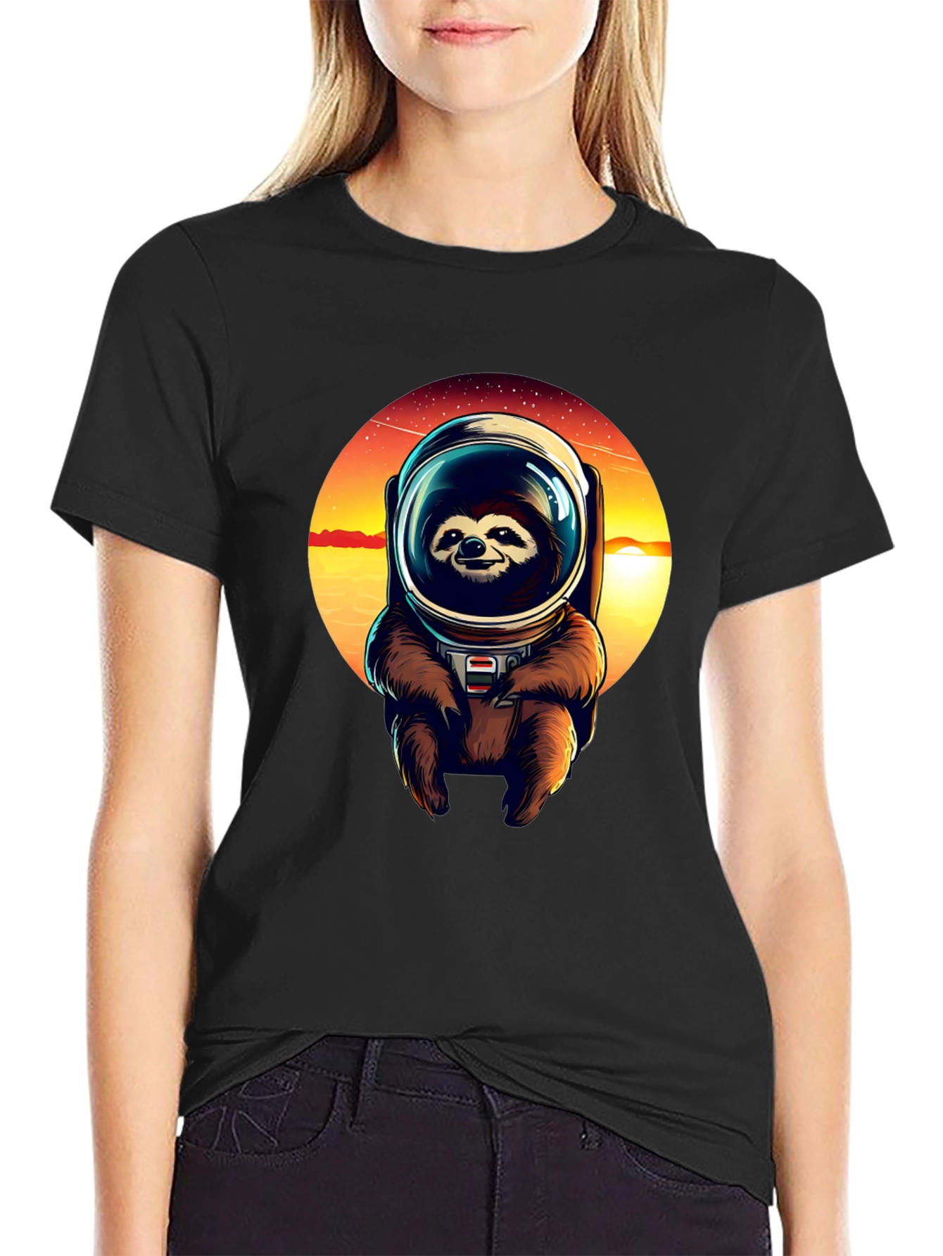Sloth Astronaut Graphic Tee - Black