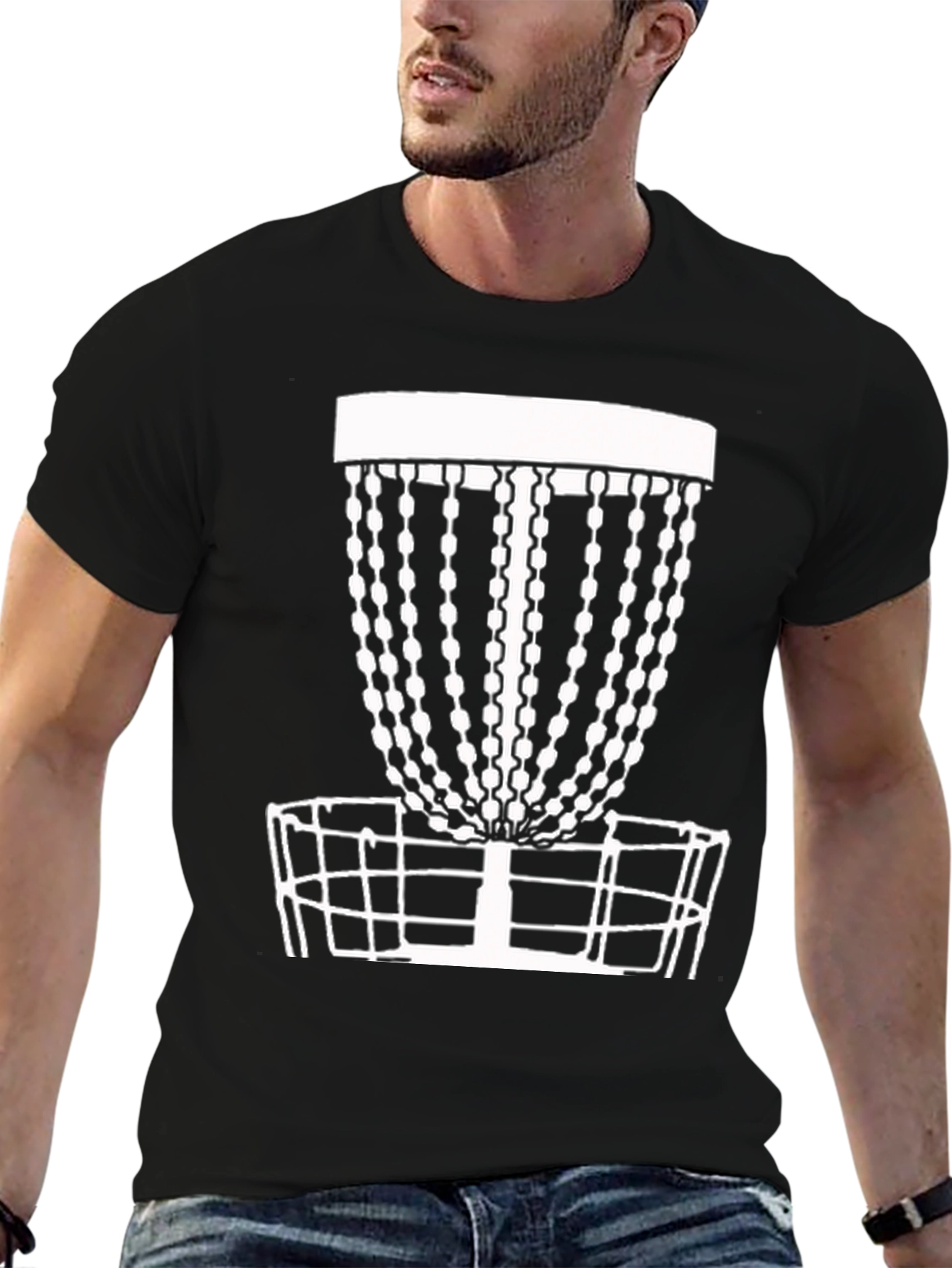 Disc Golf Basket Tee - Black Cotton Casual T-Shirt