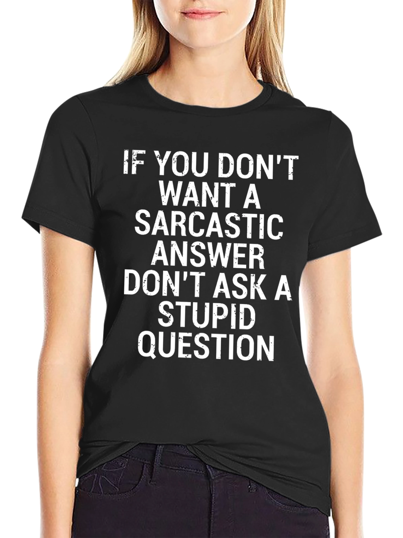 Sarcastic Answer Graphic Tee - Black Cotton T-Shirt