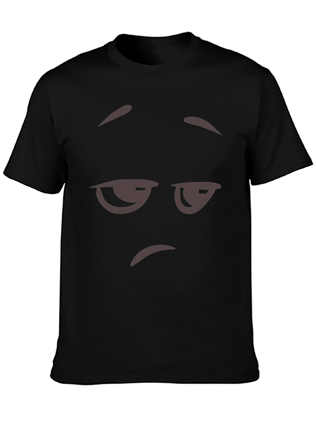Mens Black T-Shirt with Grumpy Face Graphic