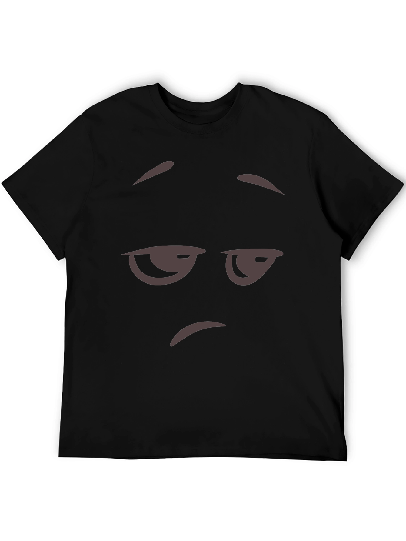 Mens Black T-Shirt with Grumpy Face Graphic