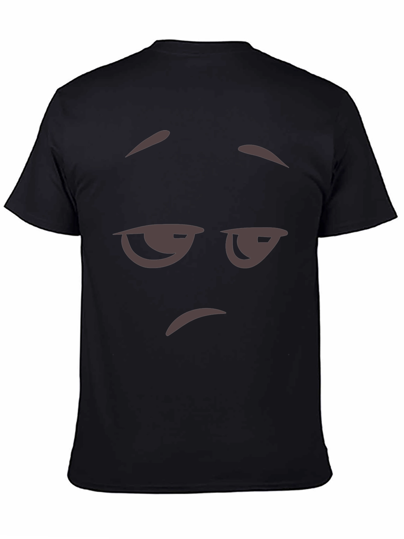 Mens Black T-Shirt with Grumpy Face Graphic