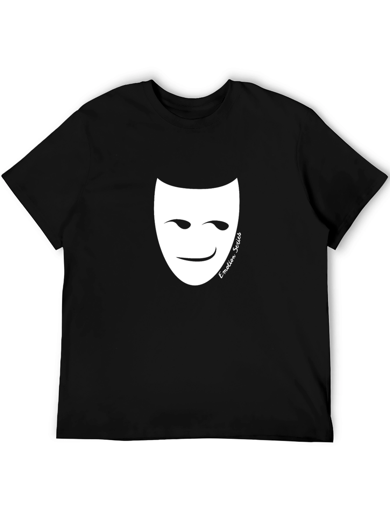 Emotion Series Black T-Shirt with Smiling Mask