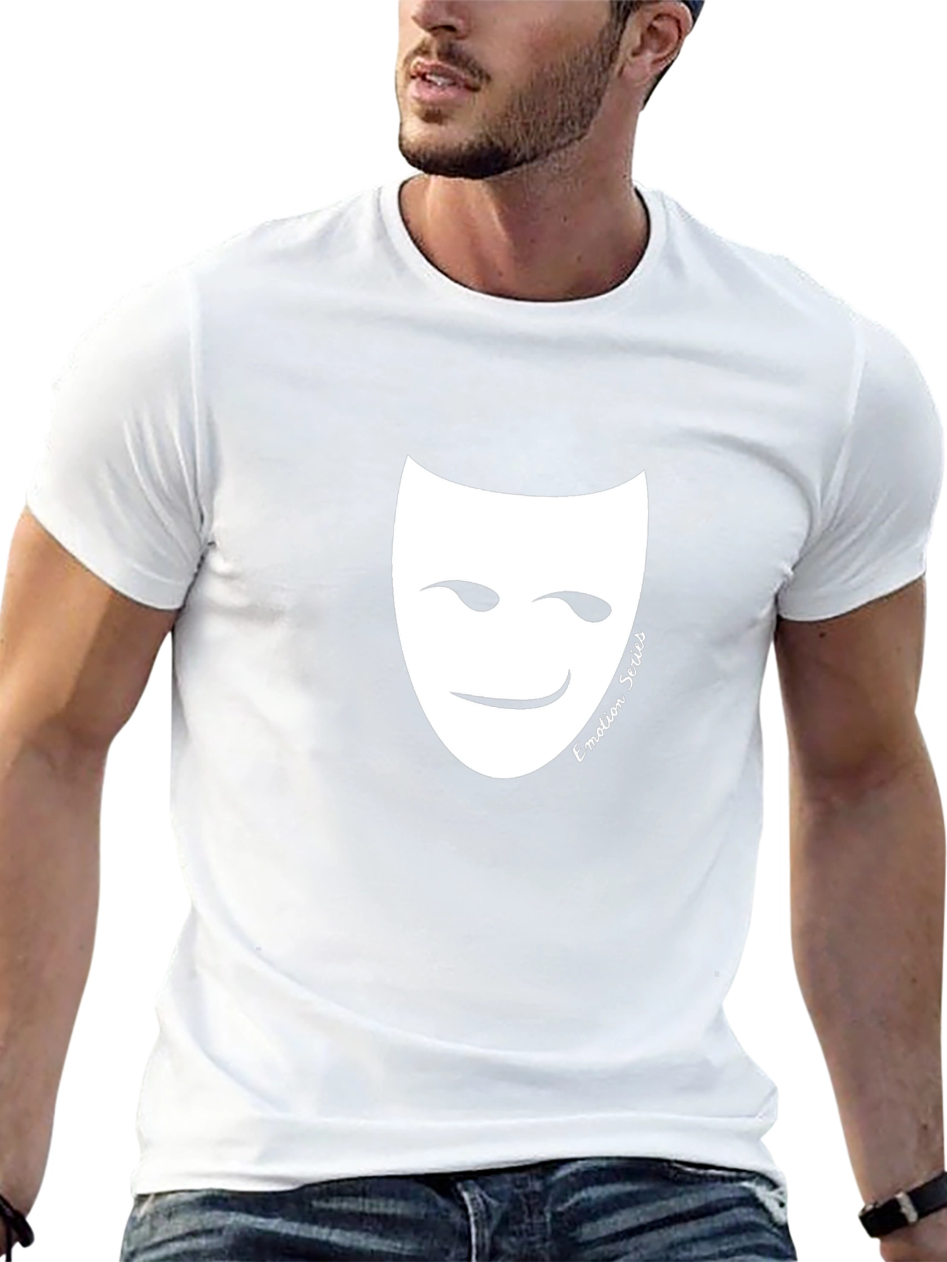 Emotion Series Black T-Shirt with Smiling Mask