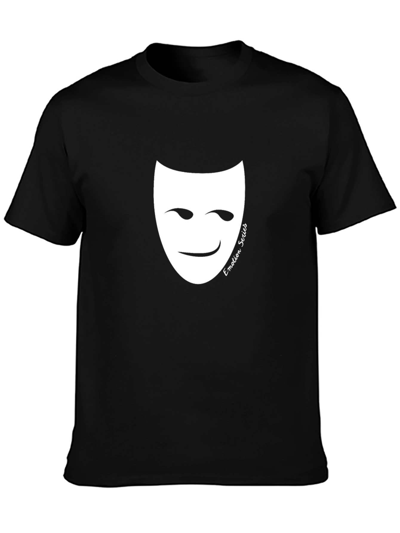 Emotion Series Black T-Shirt with Smiling Mask