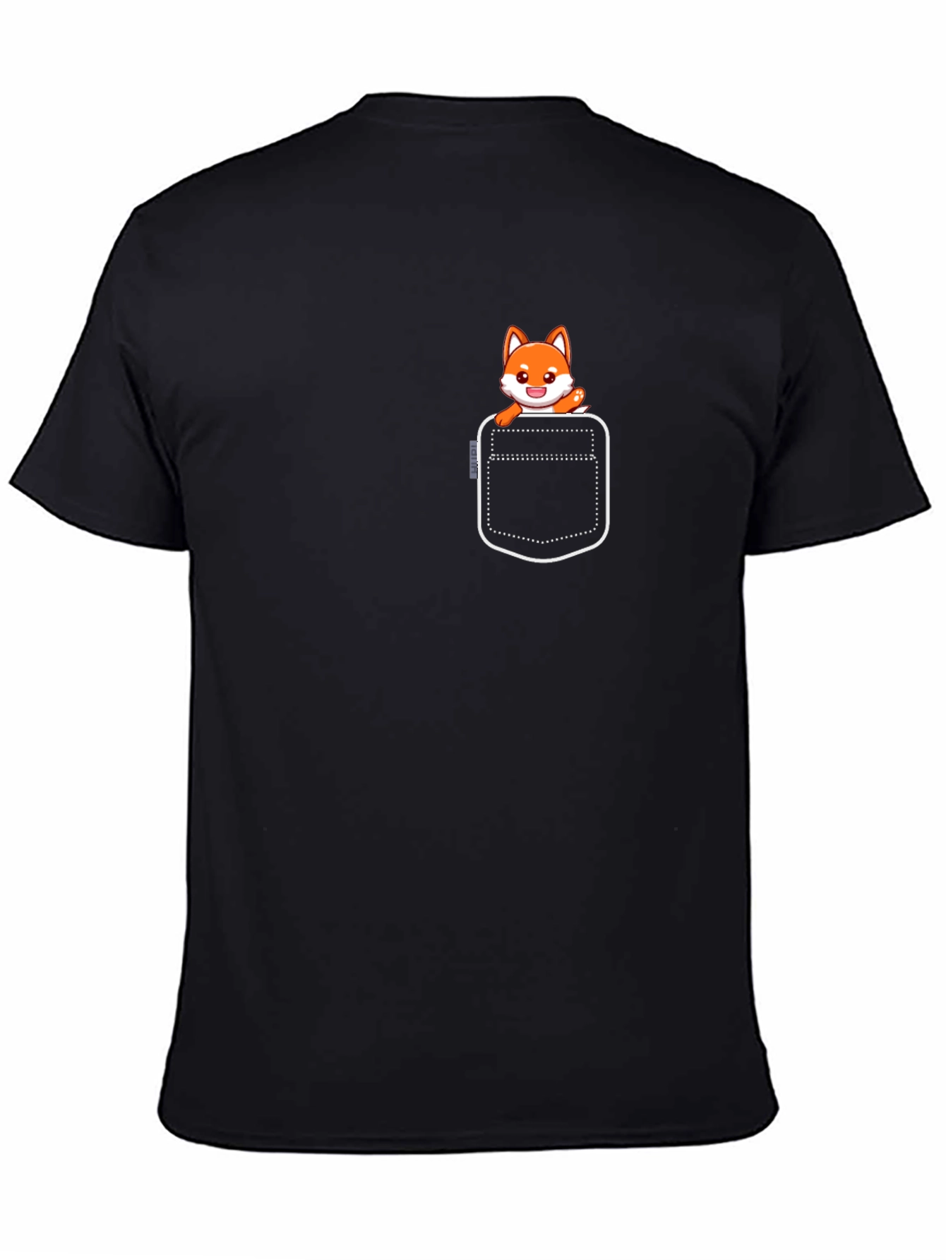 Cute Fox Pocket T-Shirt - Unisex Black Tee