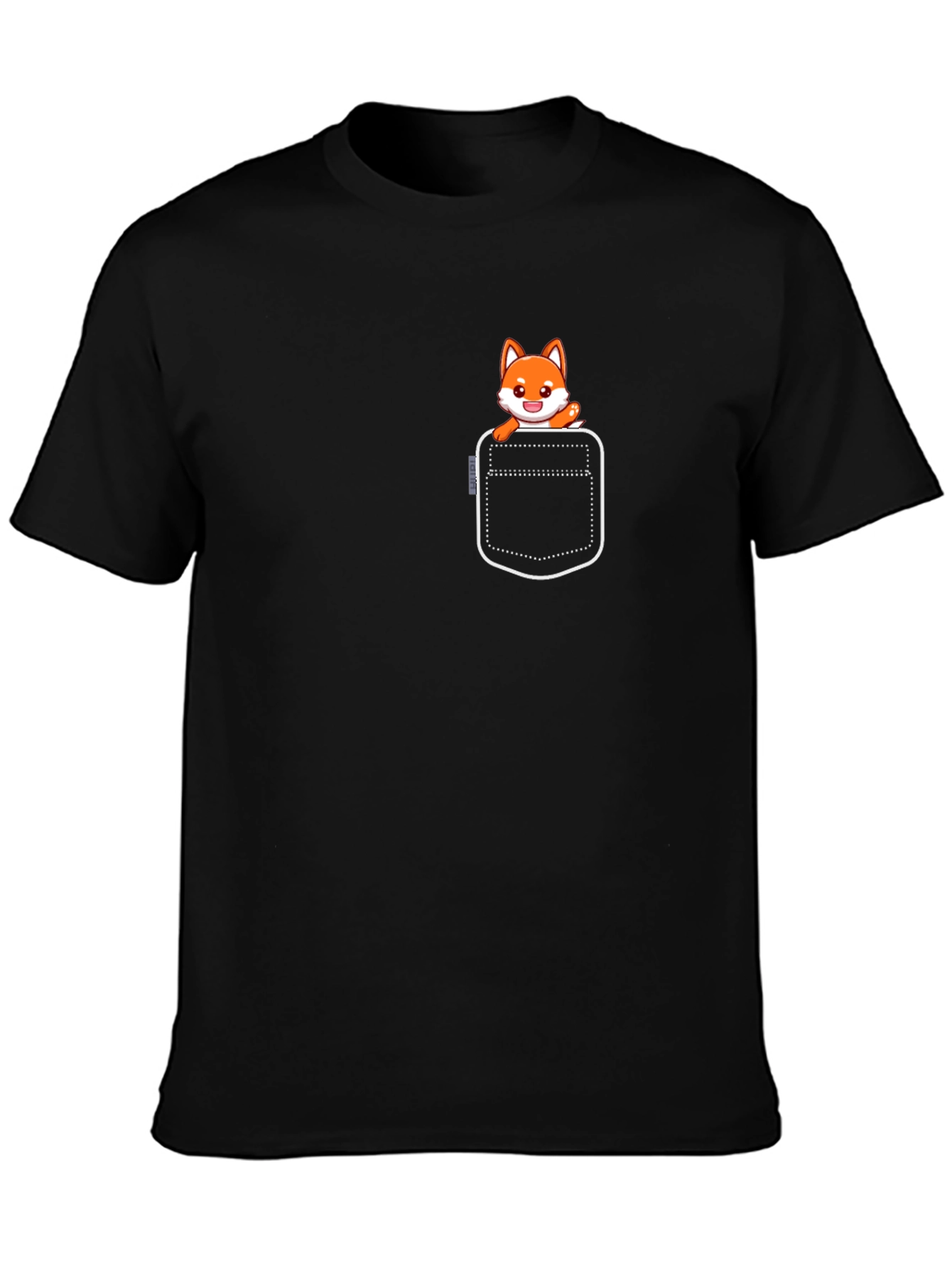 Cute Fox Pocket T-Shirt - Unisex Black Tee