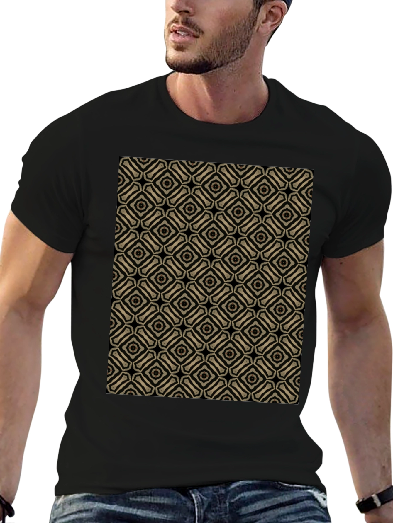 Patterned Black T-Shirt
