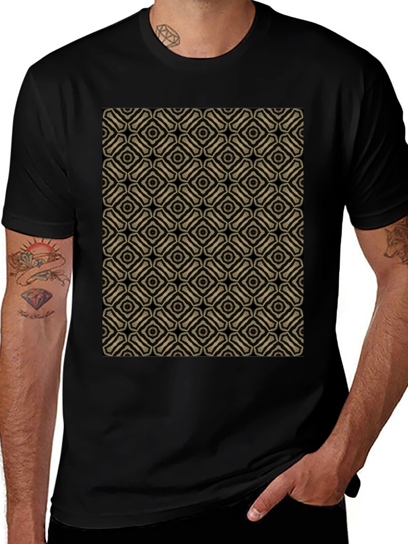Patterned Black T-Shirt