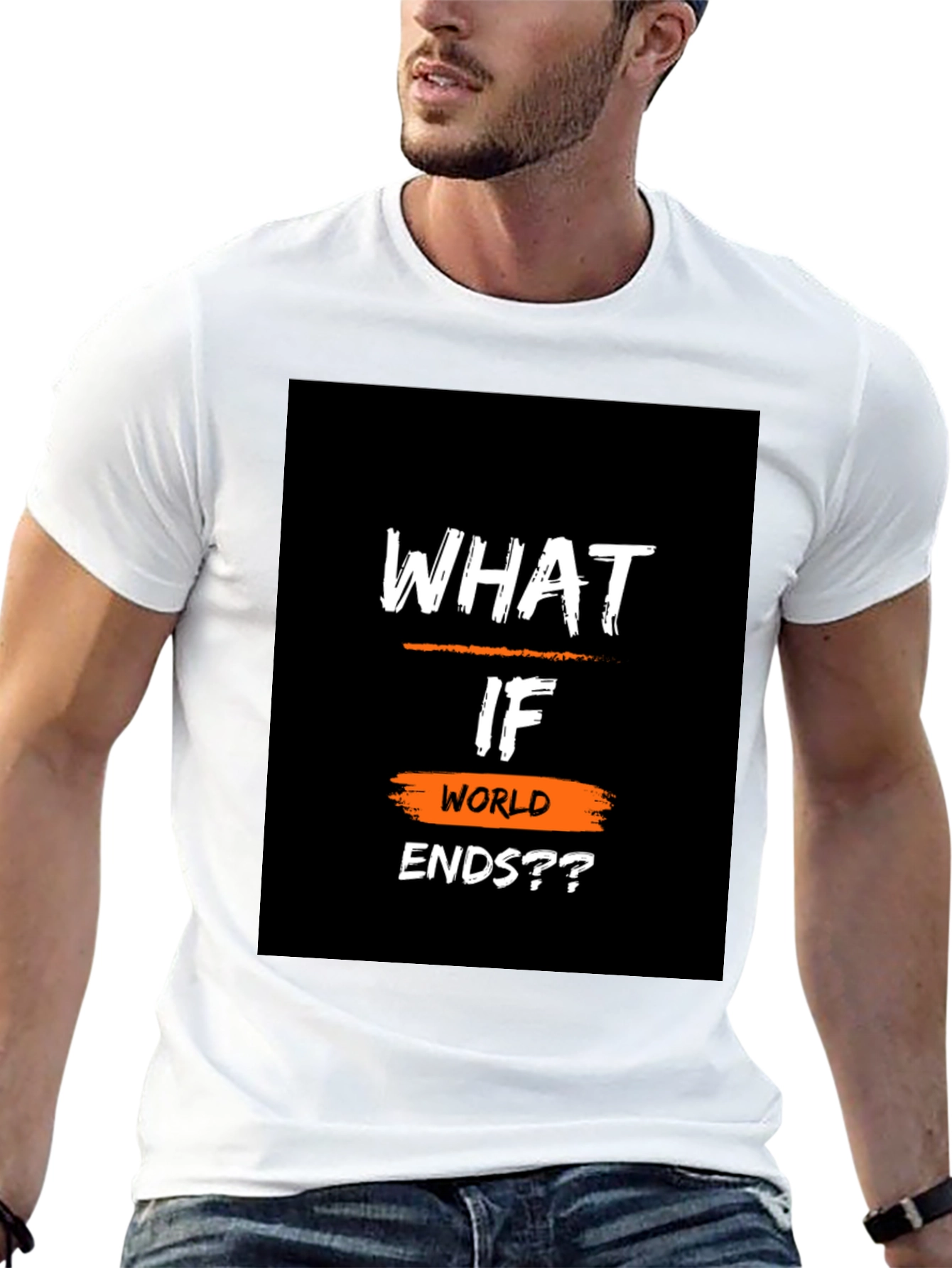 What If World Ends?? Black Graphic T-Shirt