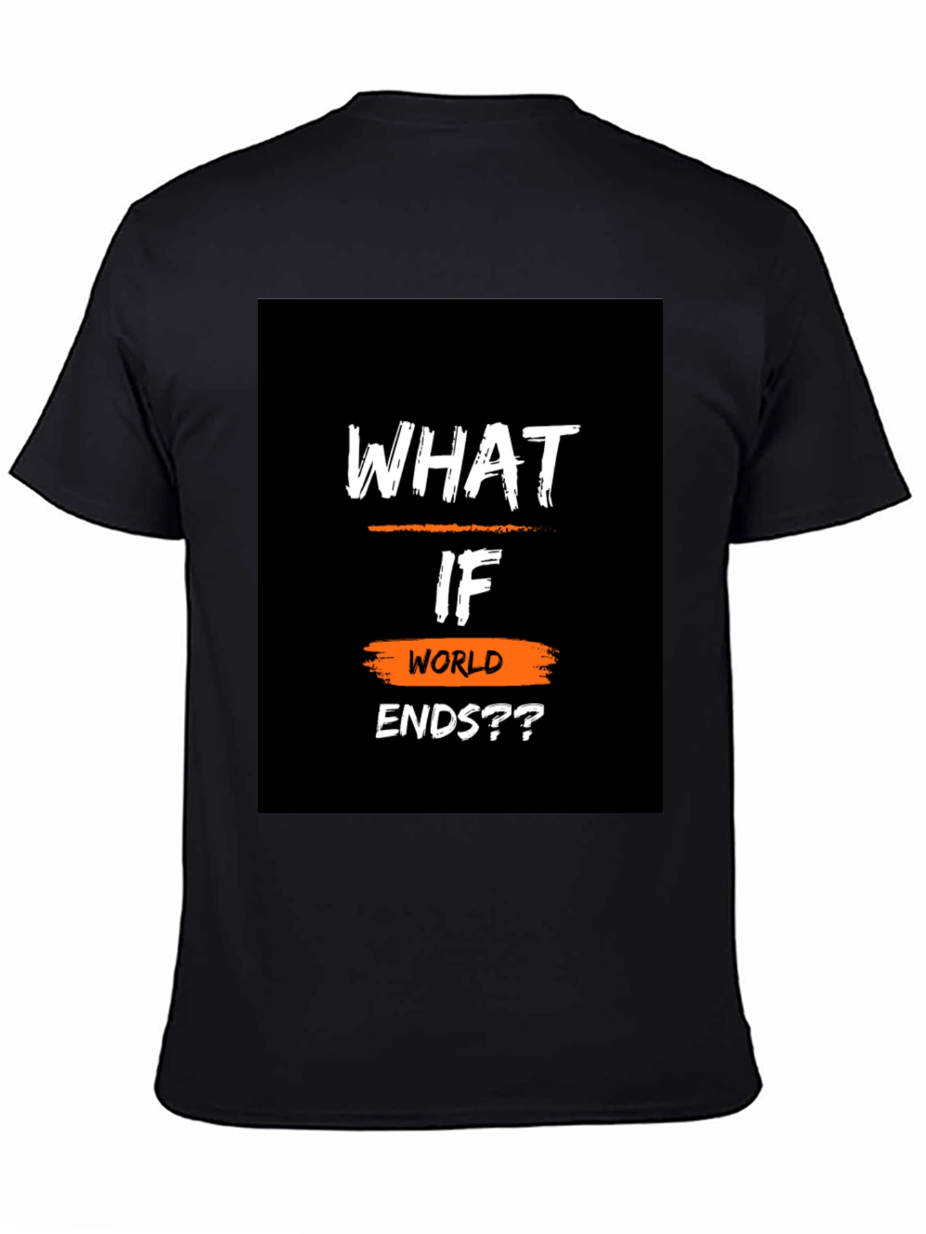 What If World Ends?? Black Graphic T-Shirt