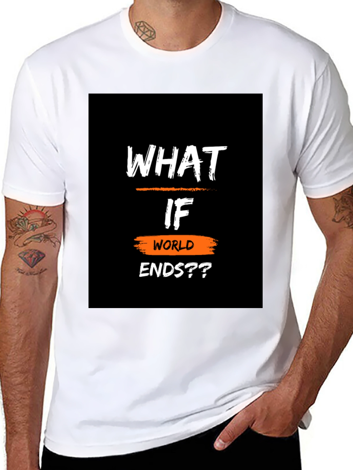 What If World Ends?? Black Graphic T-Shirt