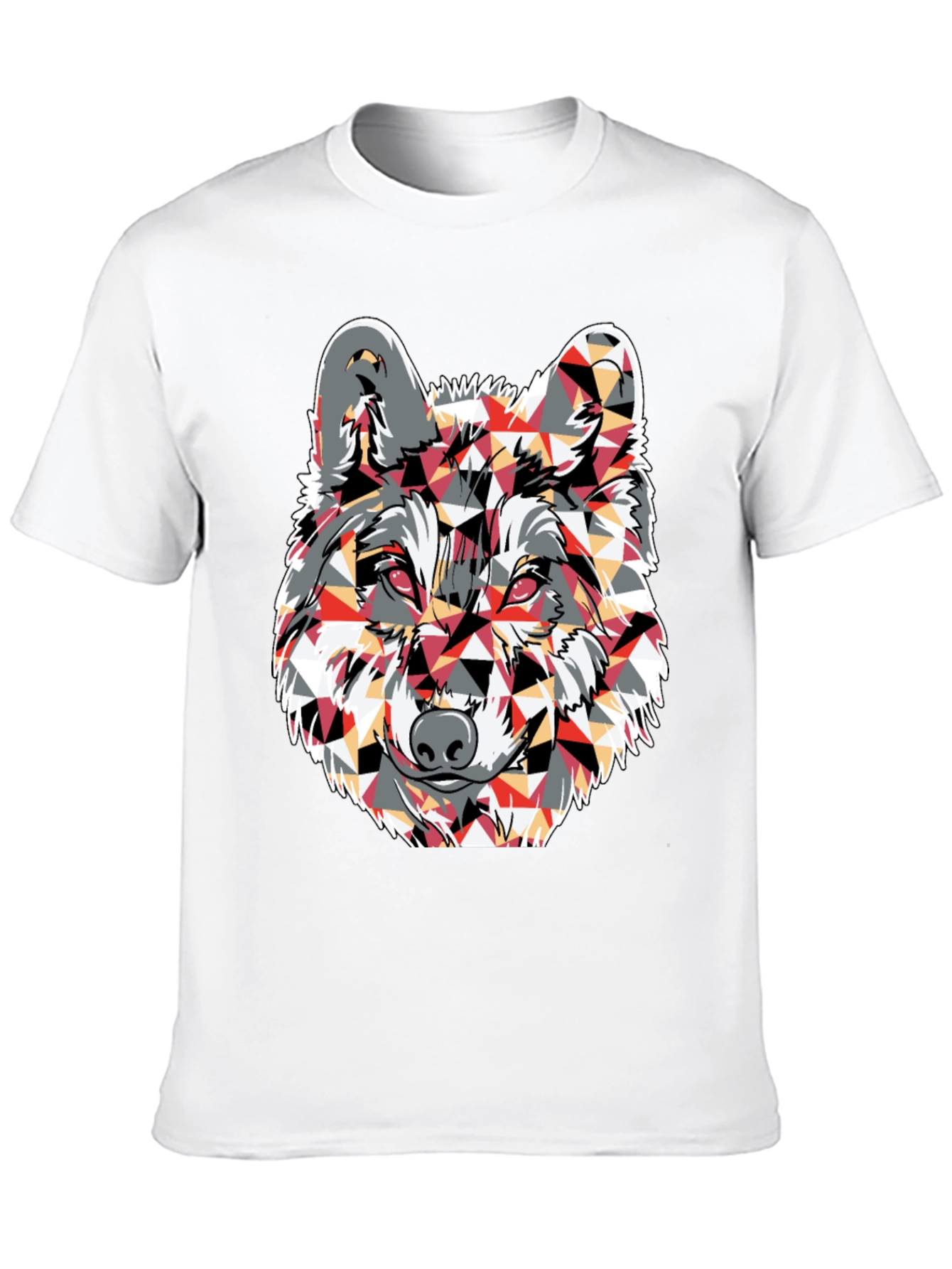 Geometric Wolf Graphic Print Black T-Shirt