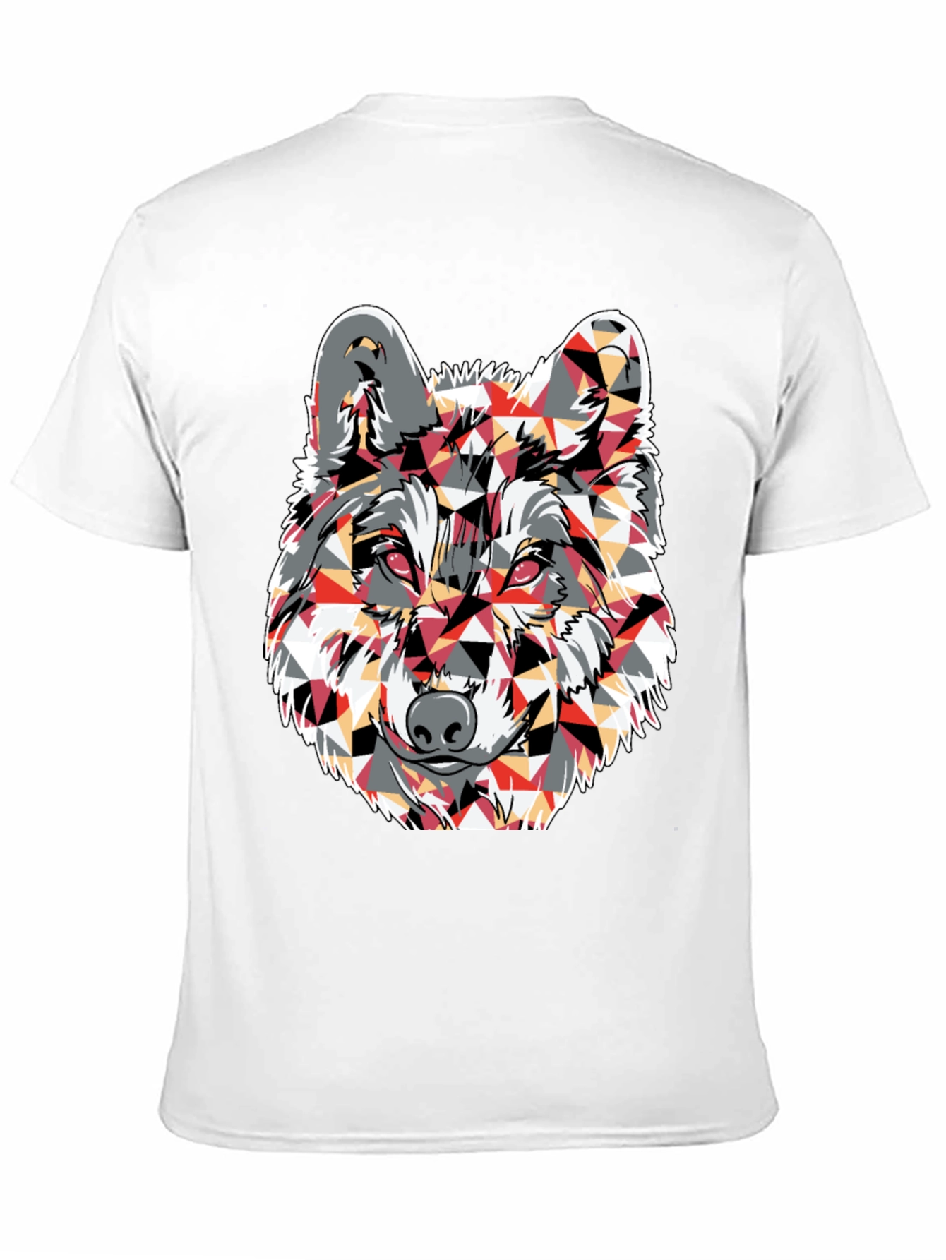 Geometric Wolf Graphic Print Black T-Shirt