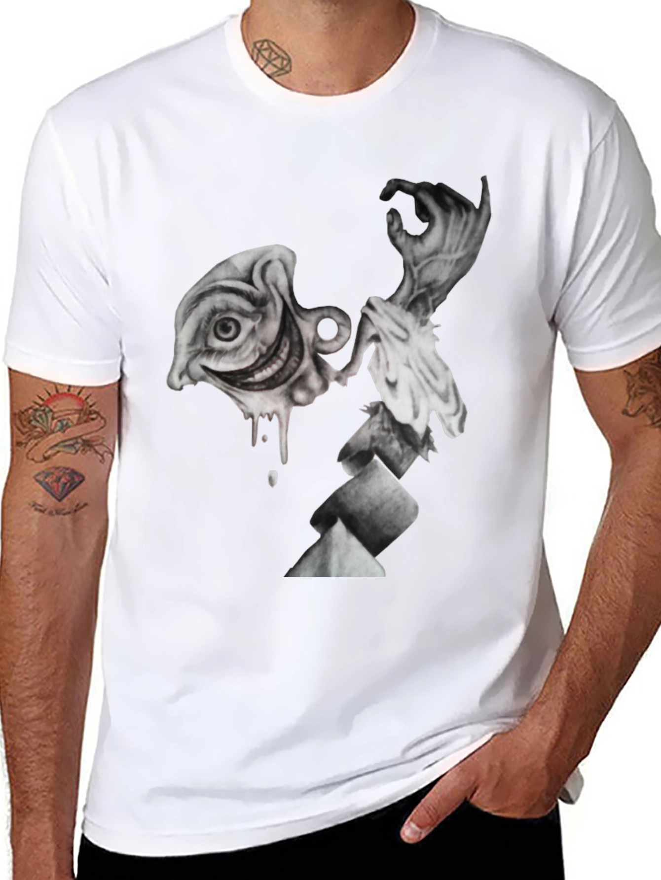 Surreal Art Graphic Print Black T-Shirt