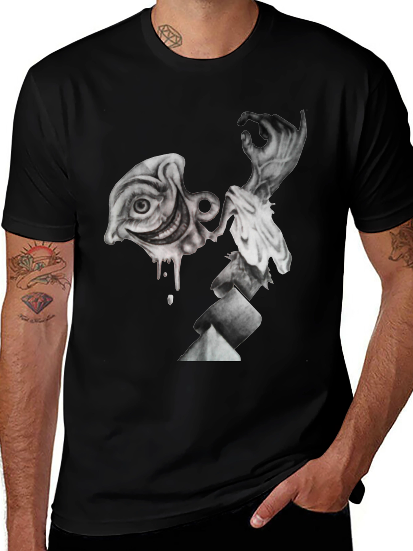 Surreal Art Graphic Print Black T-Shirt