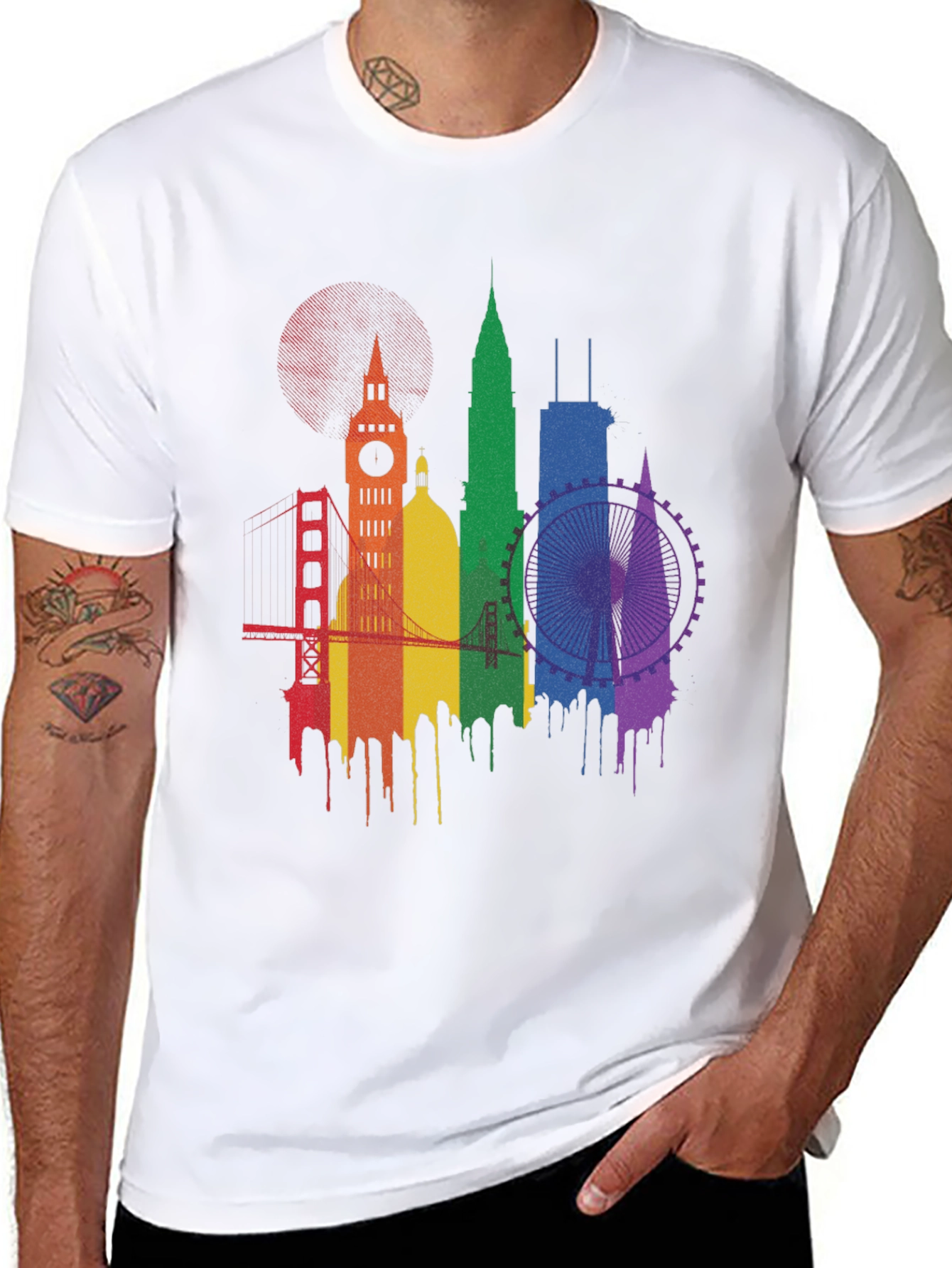 Pride Cityscape Graphic Tee - Black Cotton Blend