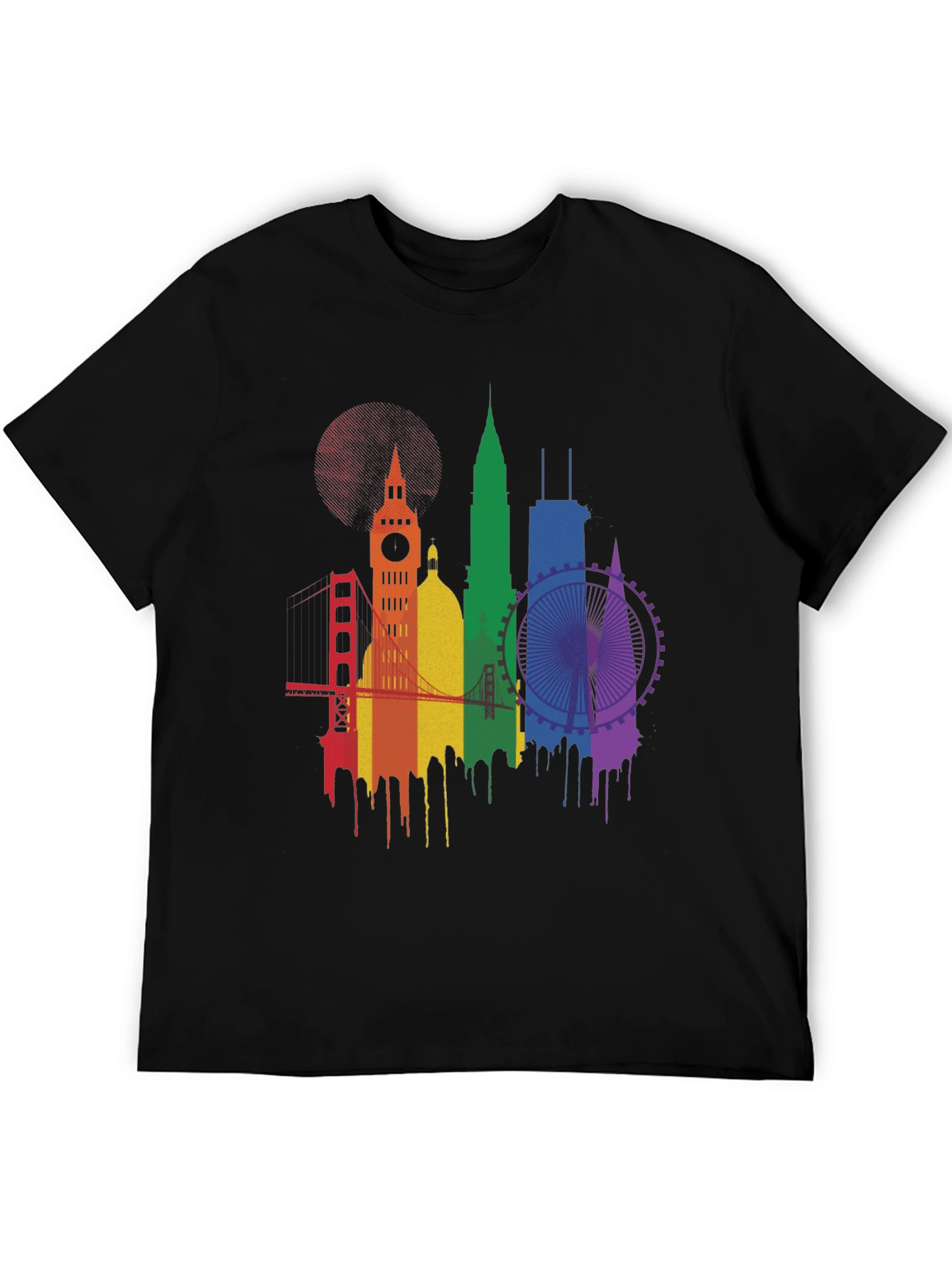 Pride Cityscape Graphic Tee - Black Cotton Blend