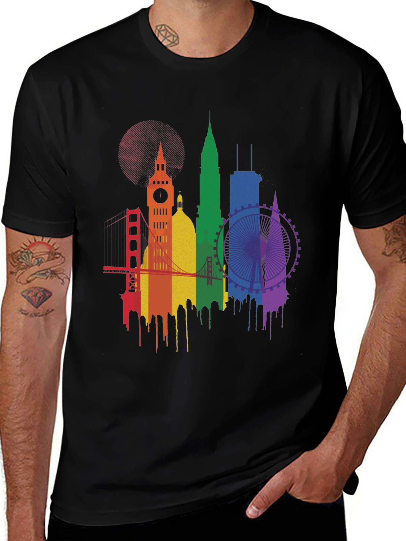 Pride Cityscape Graphic Tee - Black Cotton Blend