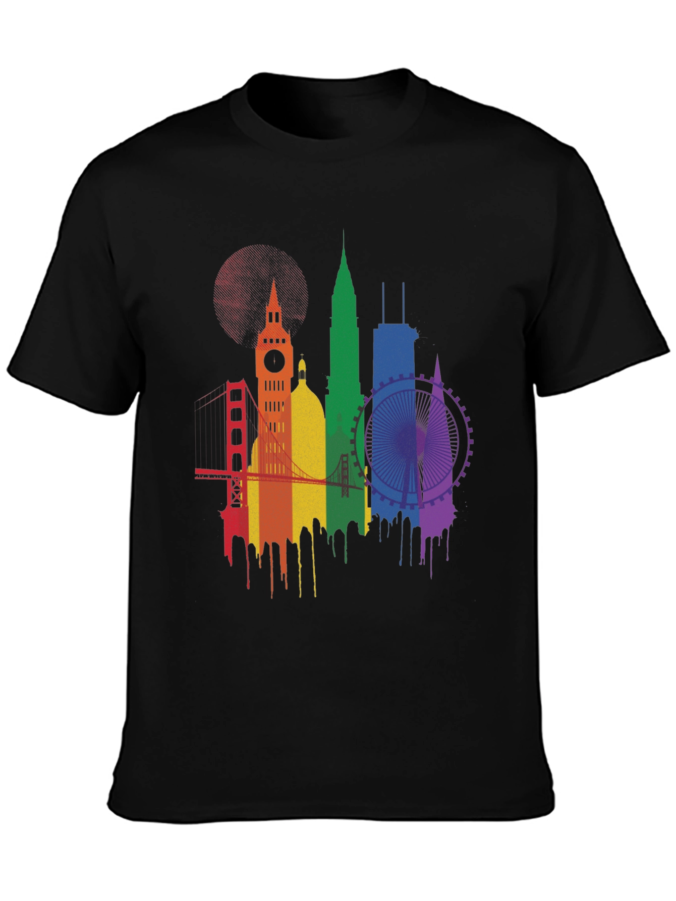 Pride Cityscape Graphic Tee - Black Cotton Blend