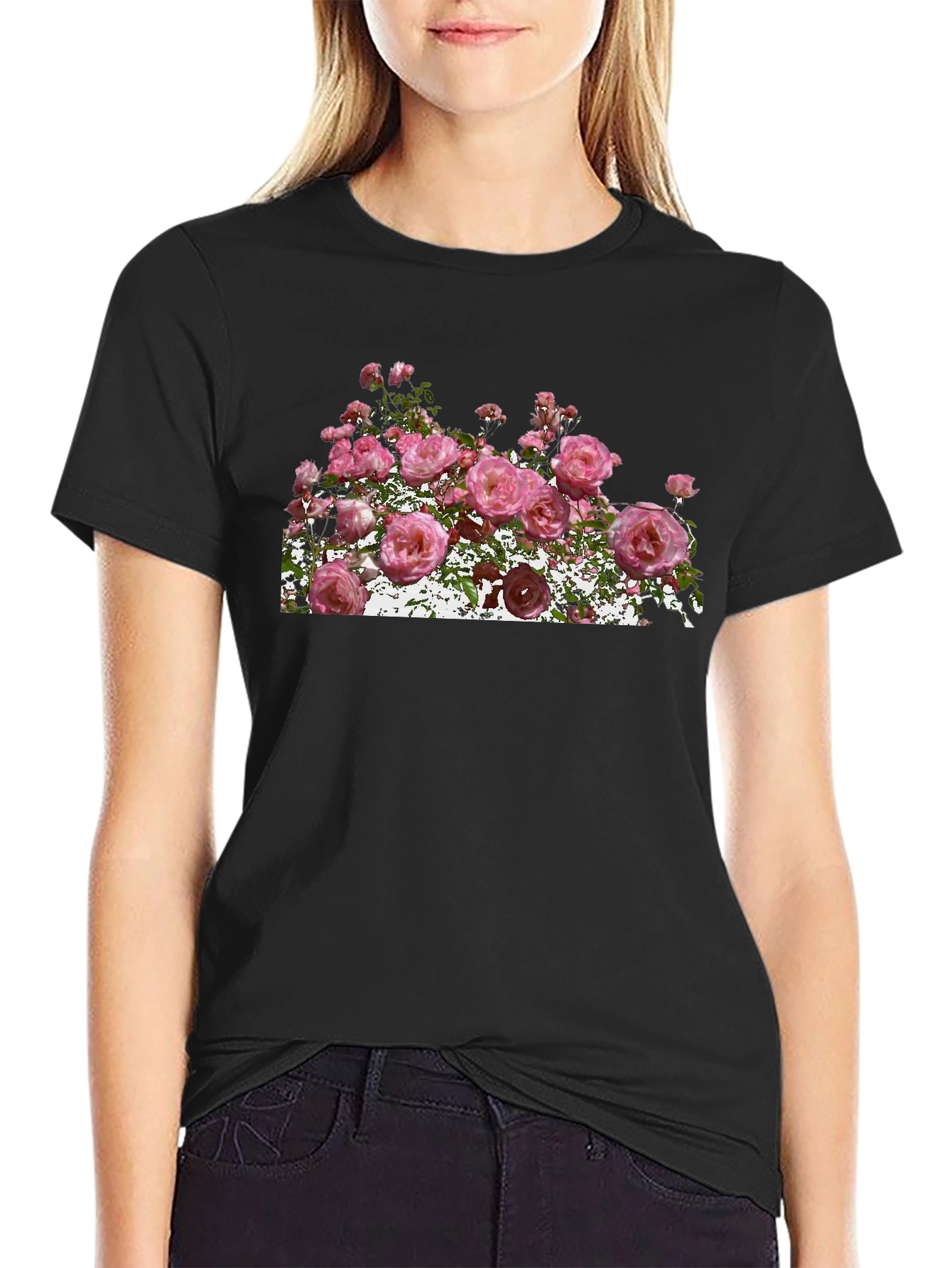 Floral Print Black T-Shirt
