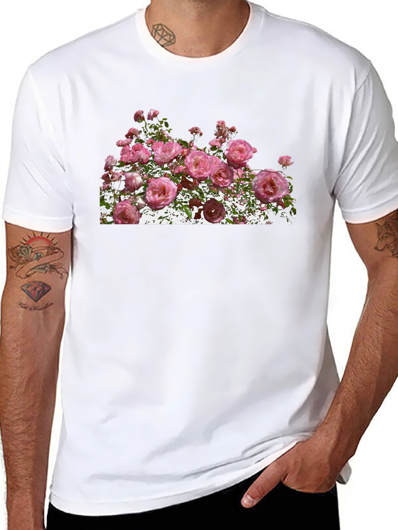 Floral Print Black T-Shirt