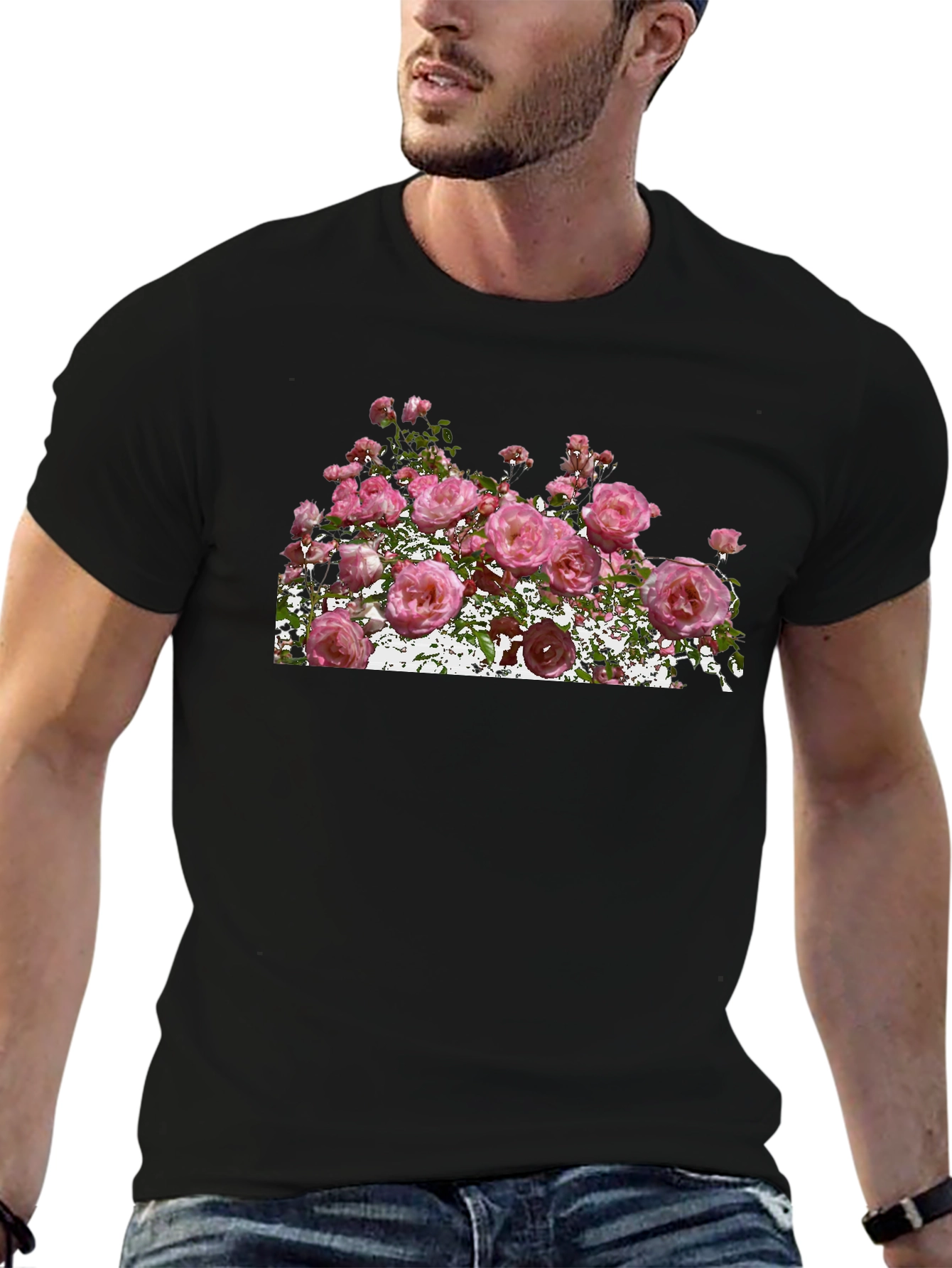Floral Print Black T-Shirt